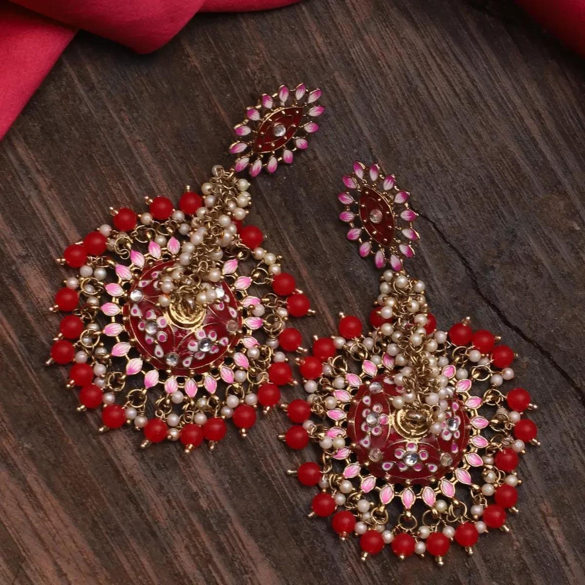 Red Iffat Designer Earring