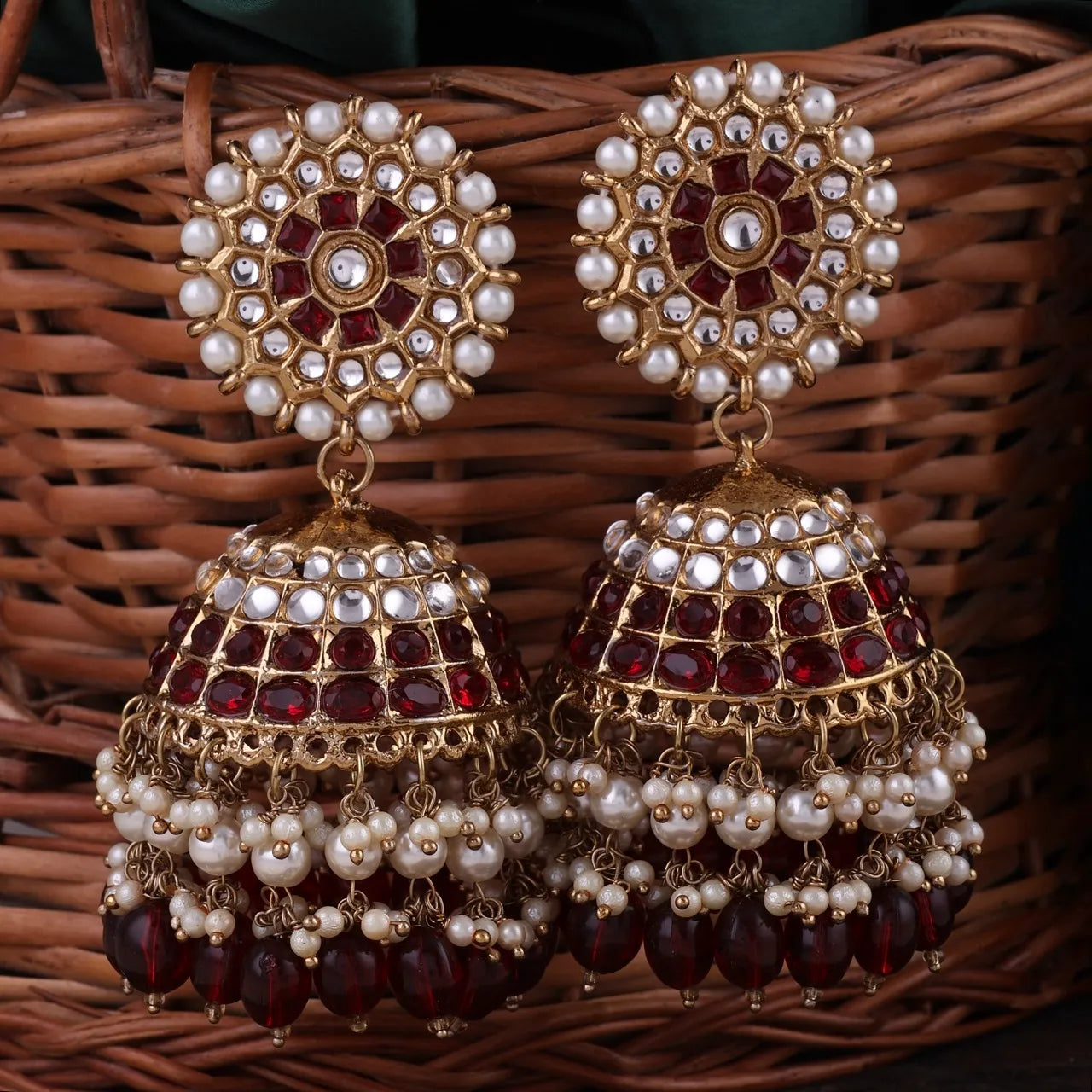 Maroon Guneet Jhumka