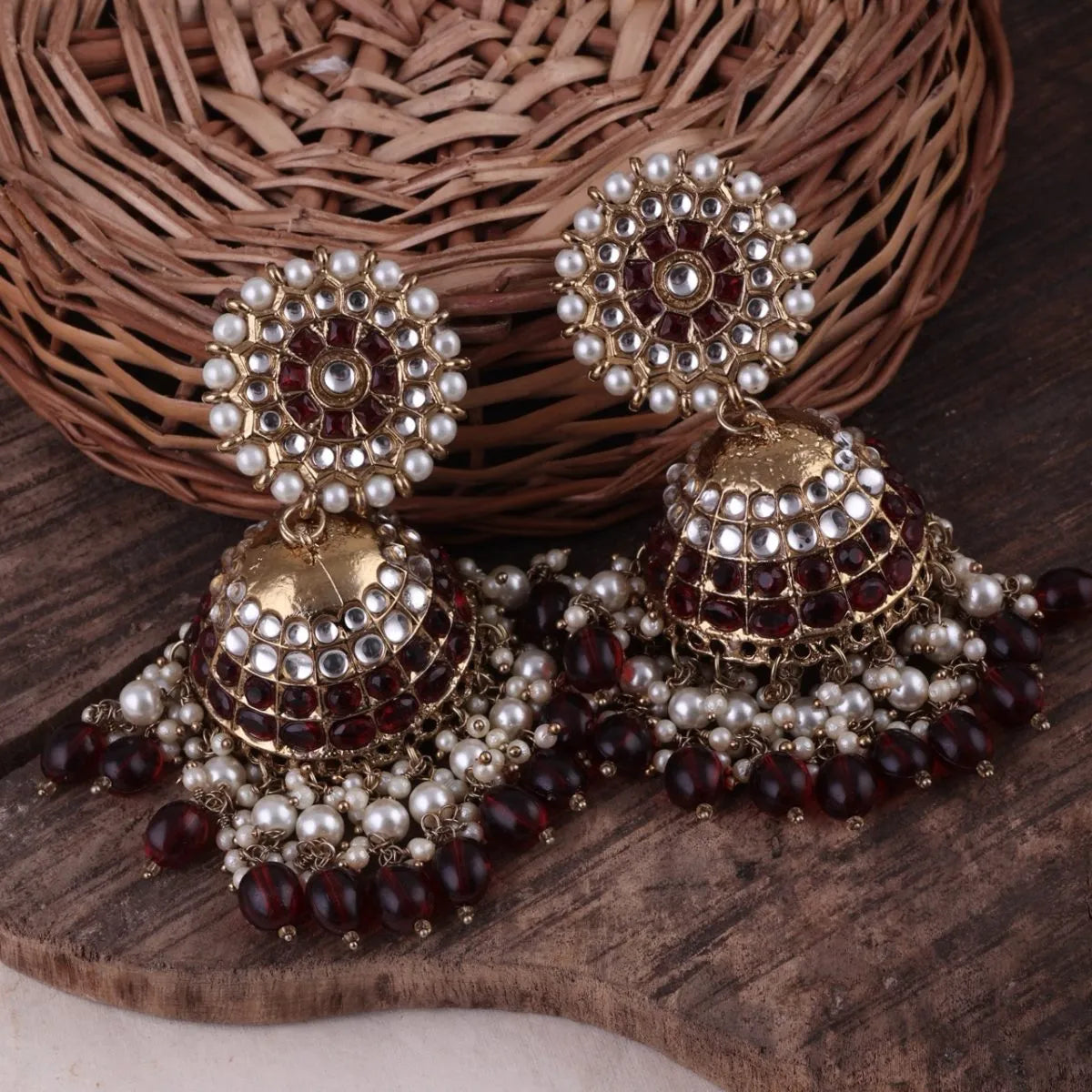Maroon Guneet Jhumka