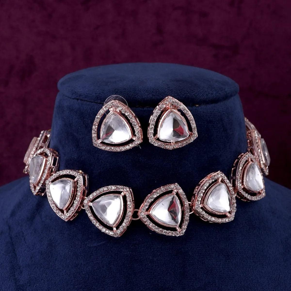 Rose Gold Kashvi Polki Dupe Choker Set