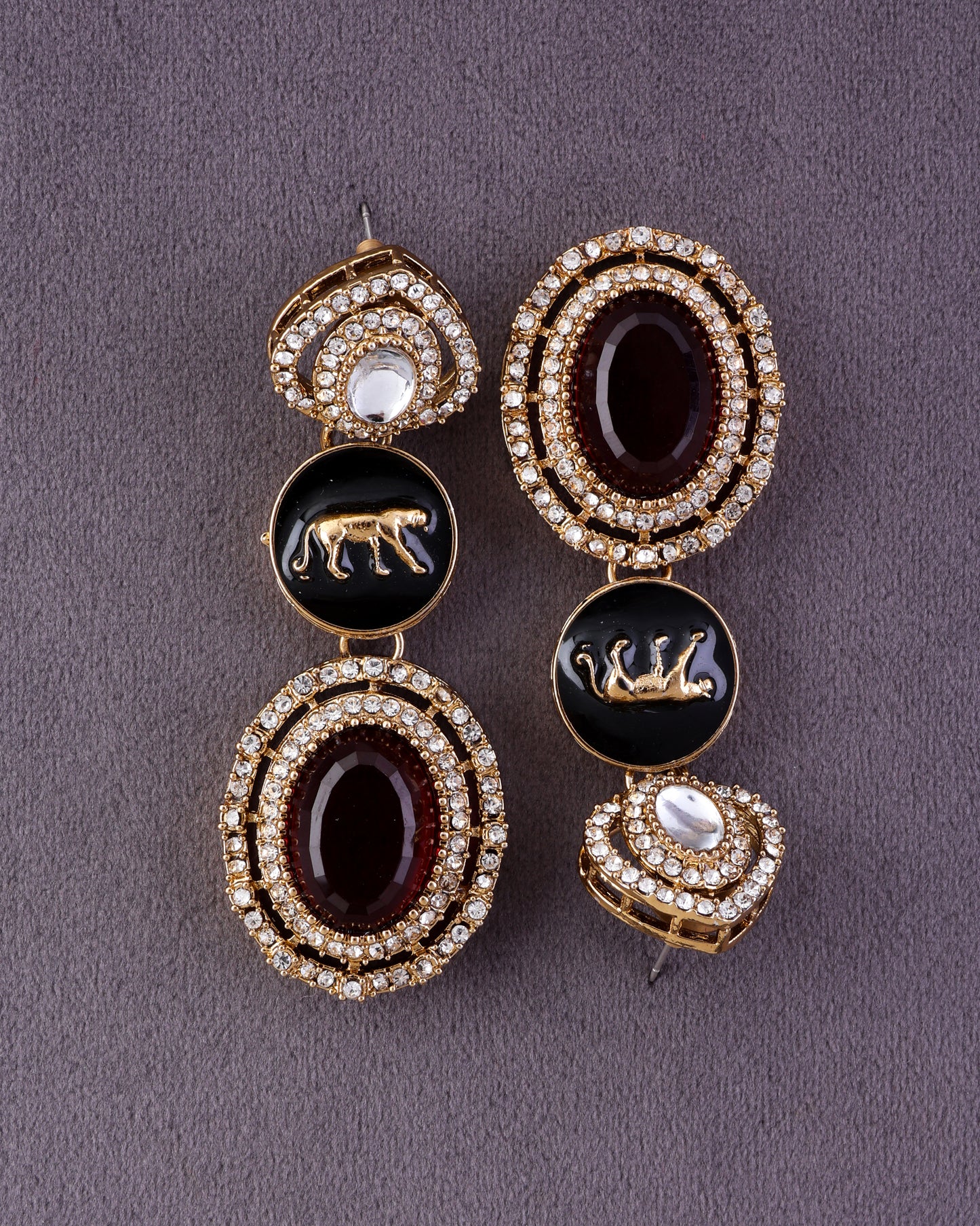 Red Iravya Premium Designer Zircone Polki Dupe Earring