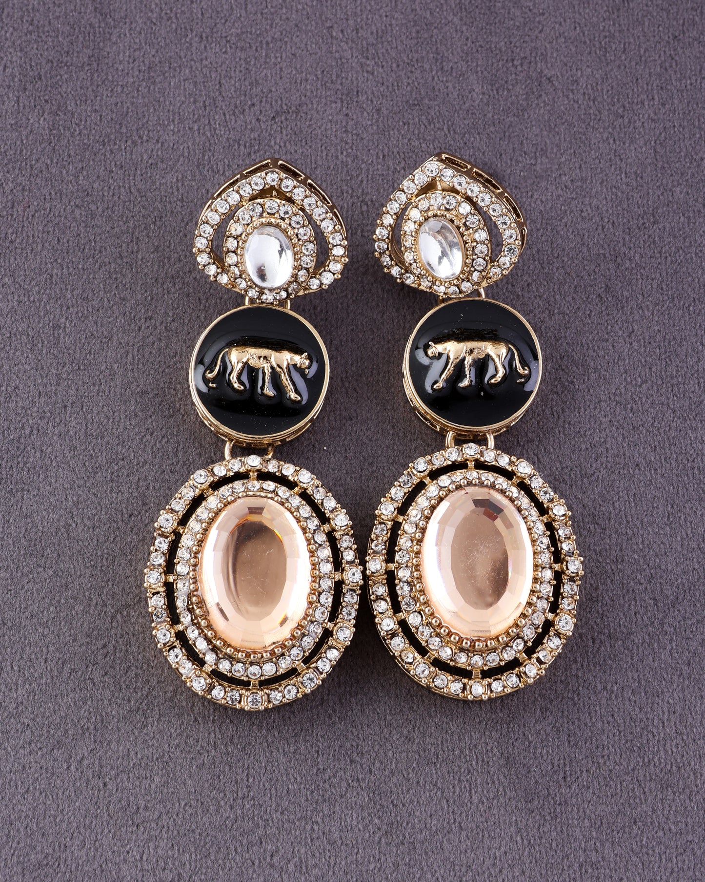 Gold Iravya Premium Designer Zircone Polki Dupe Earring