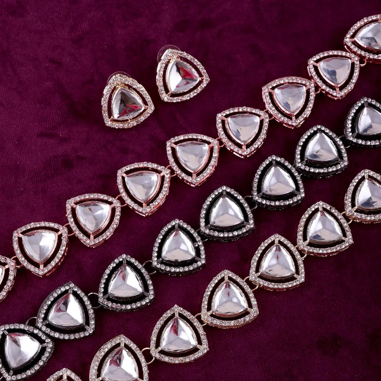 Rose Gold Kashvi Polki Dupe Choker Set
