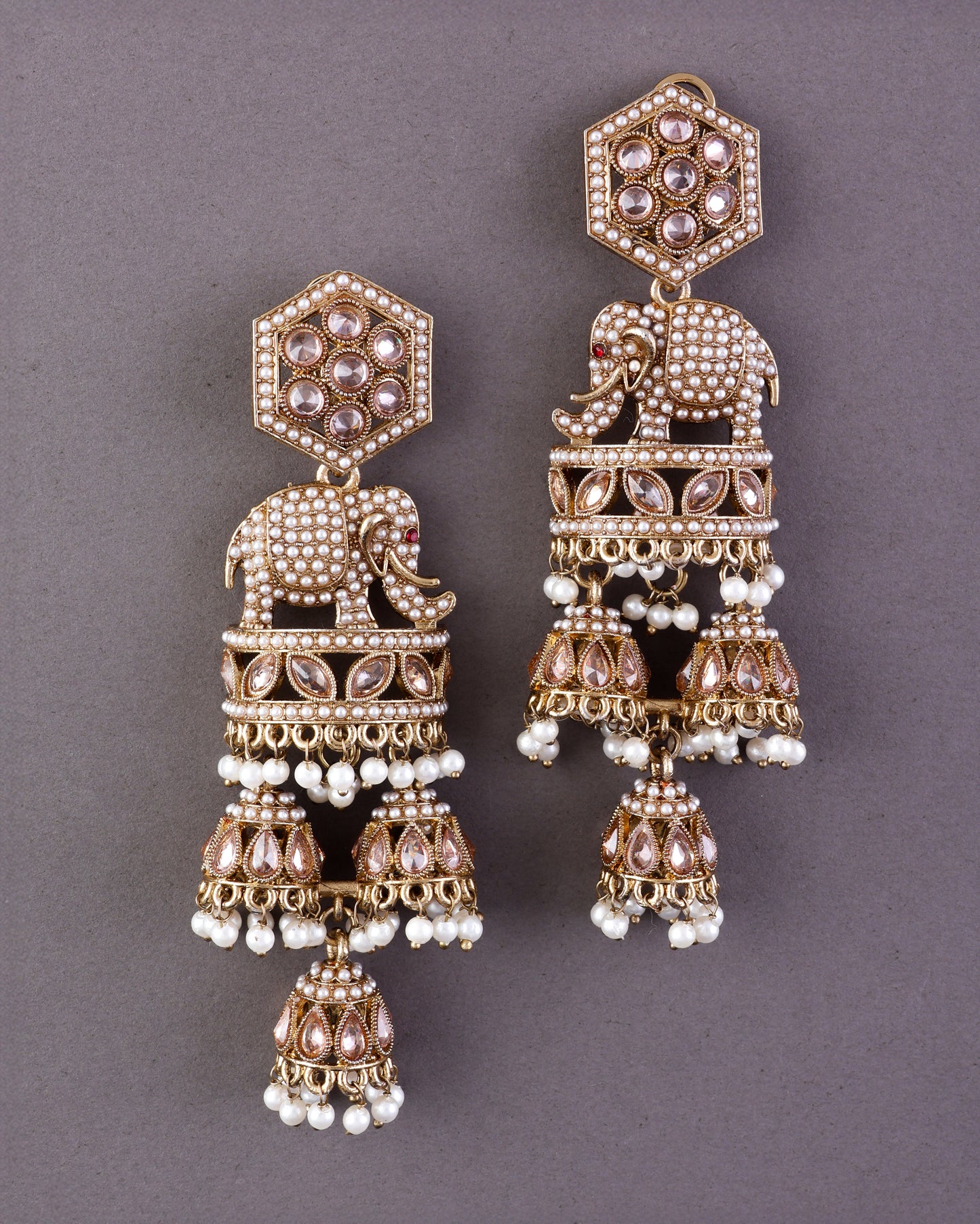 Pearl Airavya Designer Elephant Earring