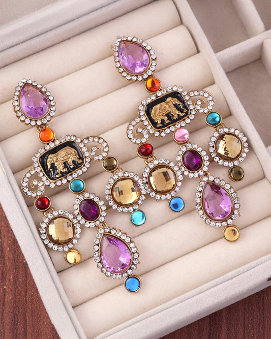 Lilac Yellow Varsha Designer Earring