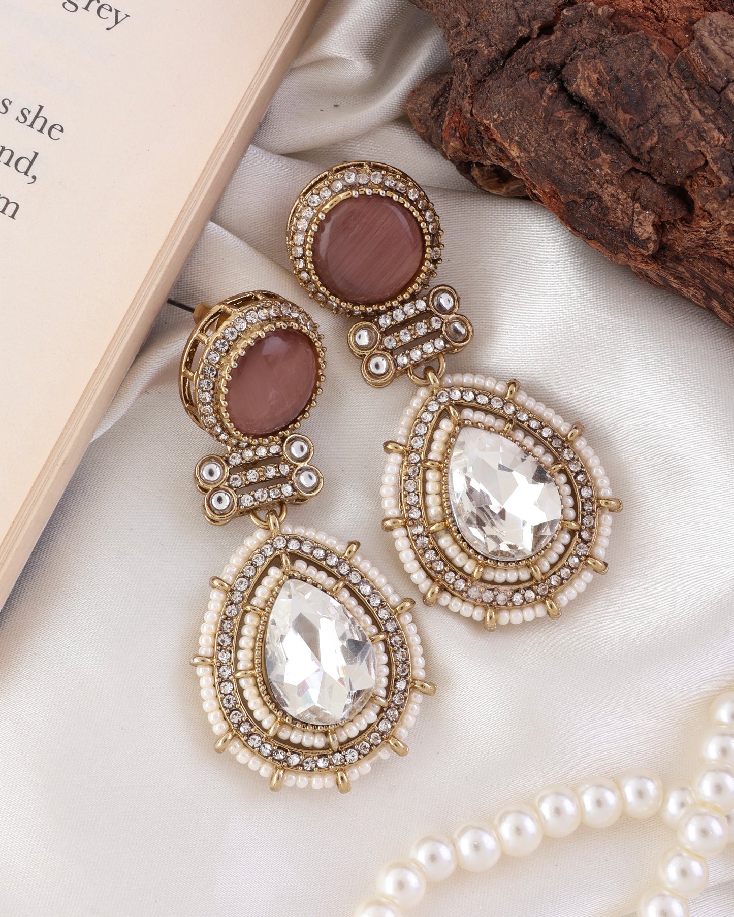 Wine Zyra Premium Designer Zircone Polki Dupe Earring