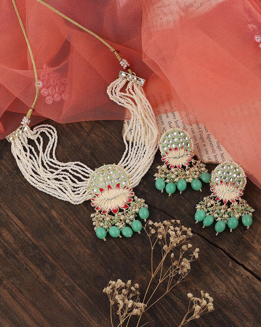 Mint Green Arman Lotus Choker