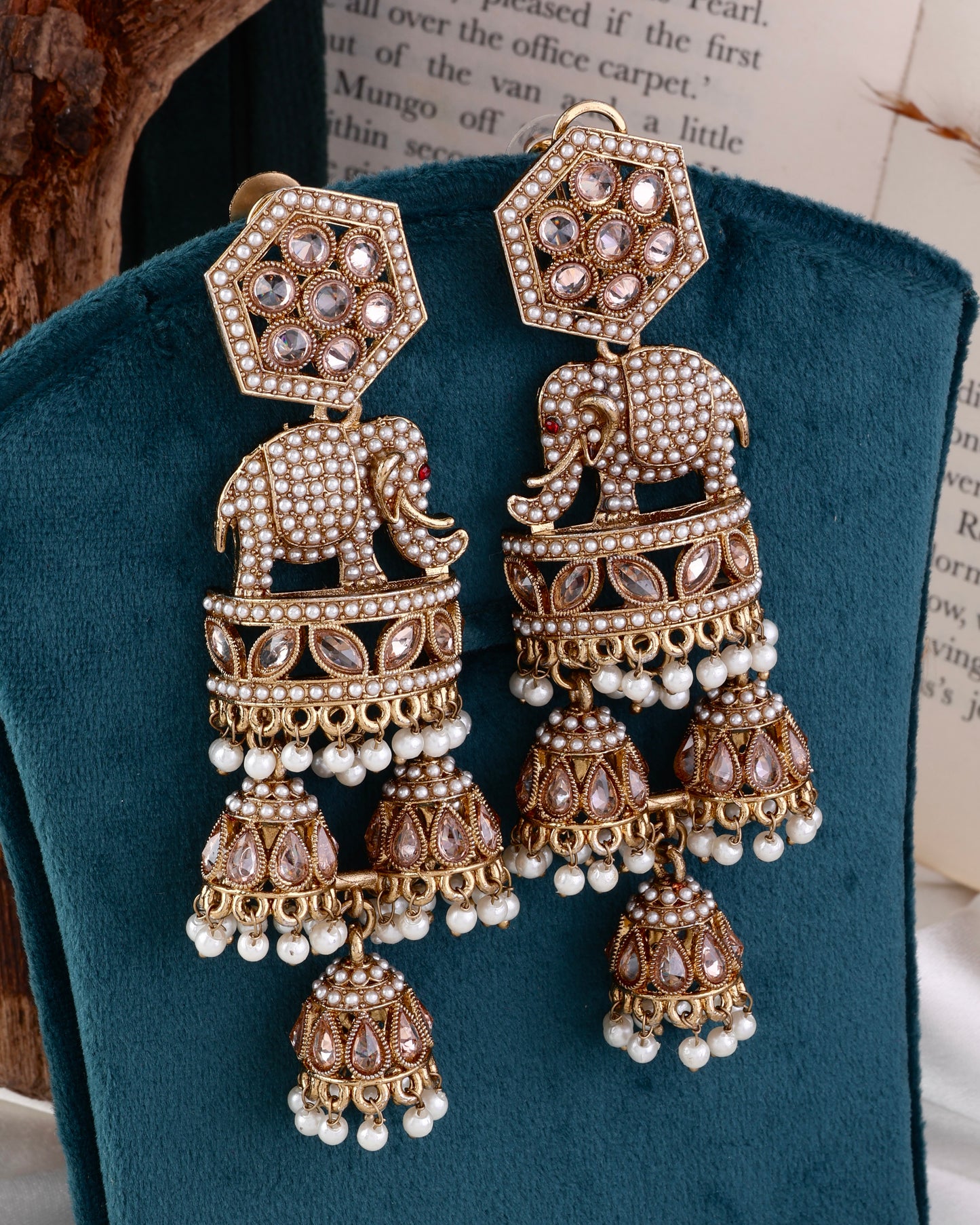 Pearl Airavya Designer Elephant Earring