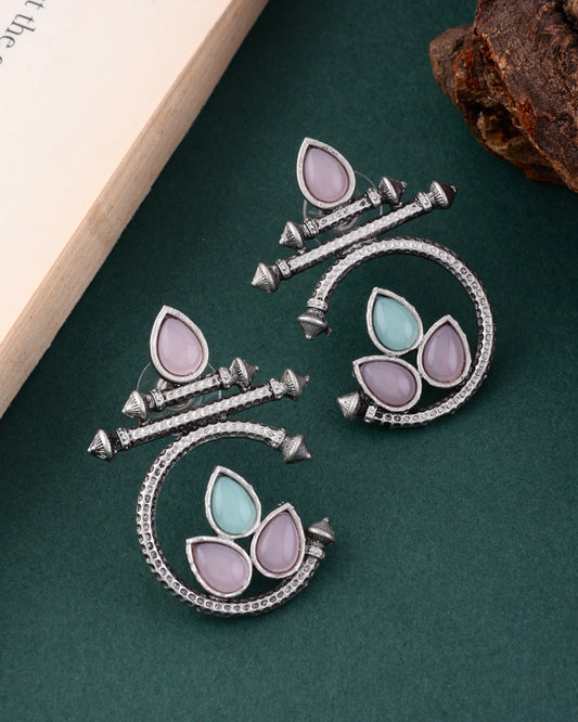 Pastel Silver Kumud Earring