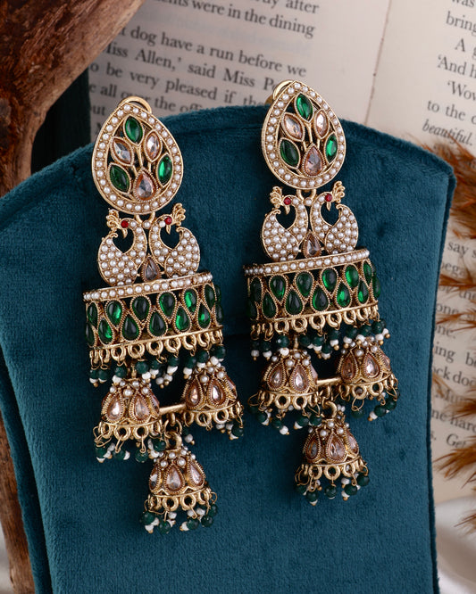 Green Sumaira Designer Peacock Earring