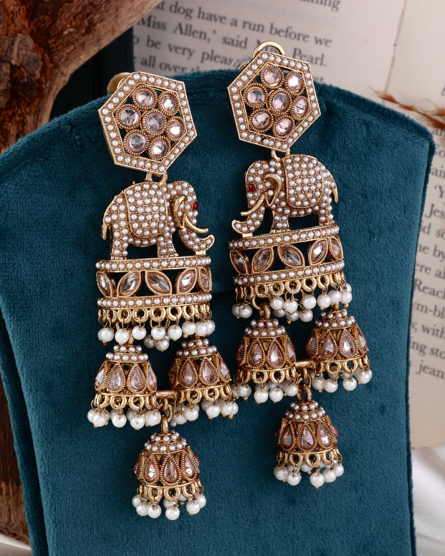 Pearl Airavya Designer Elephant Earring