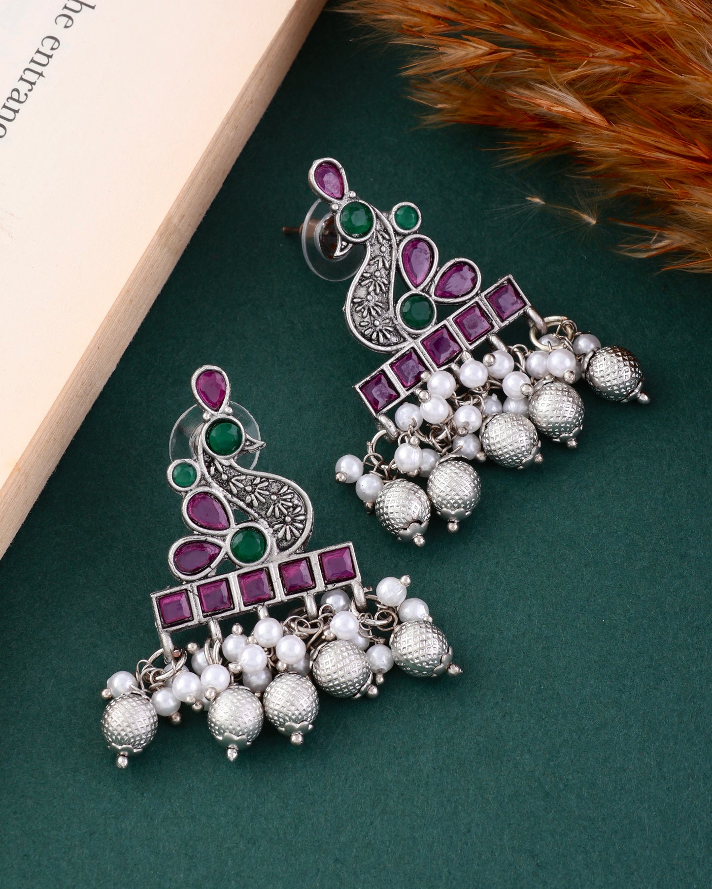Soumya Silver Lookalike Peacock Earring