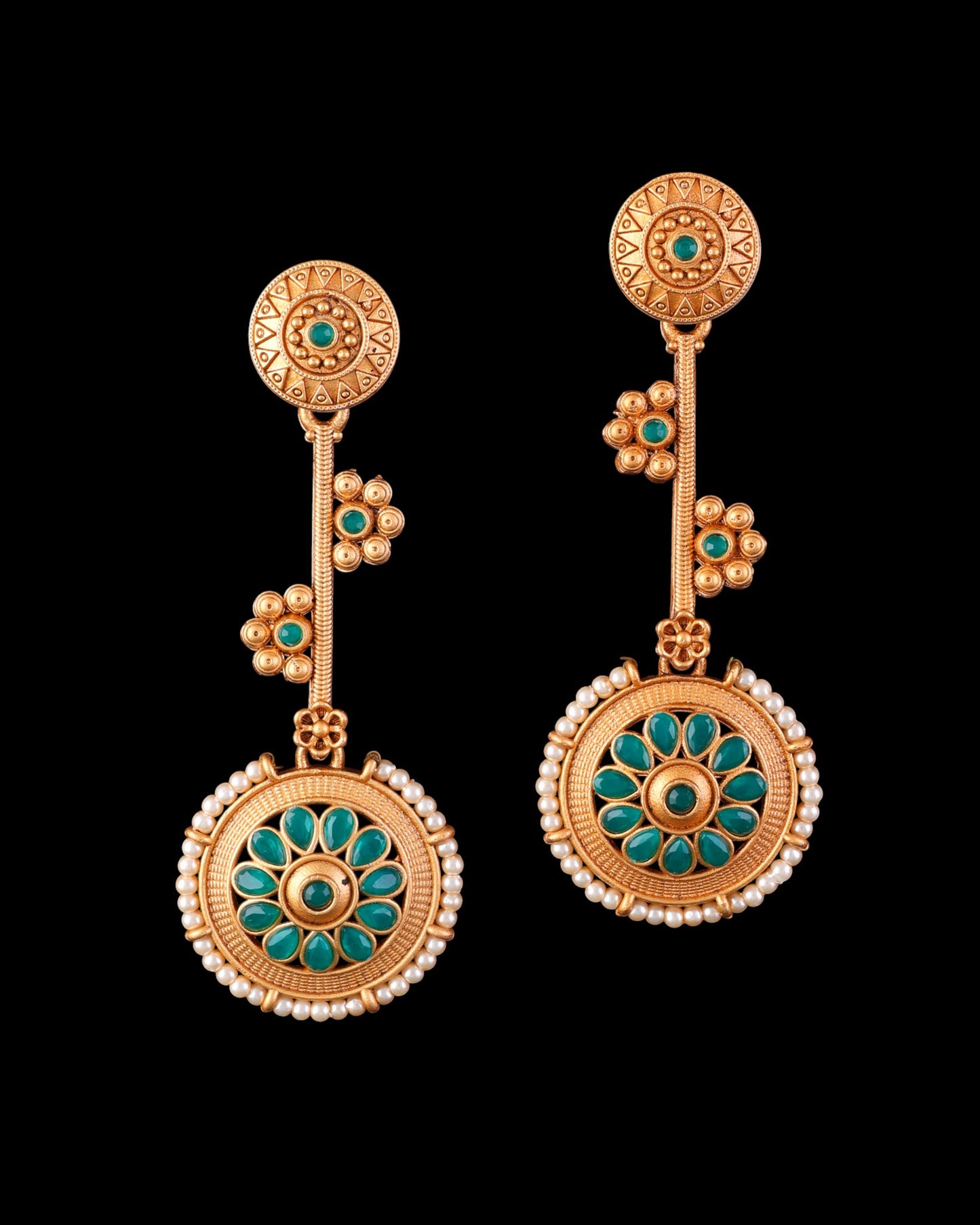 Green Rohan Designer Earring Brass Lookalike