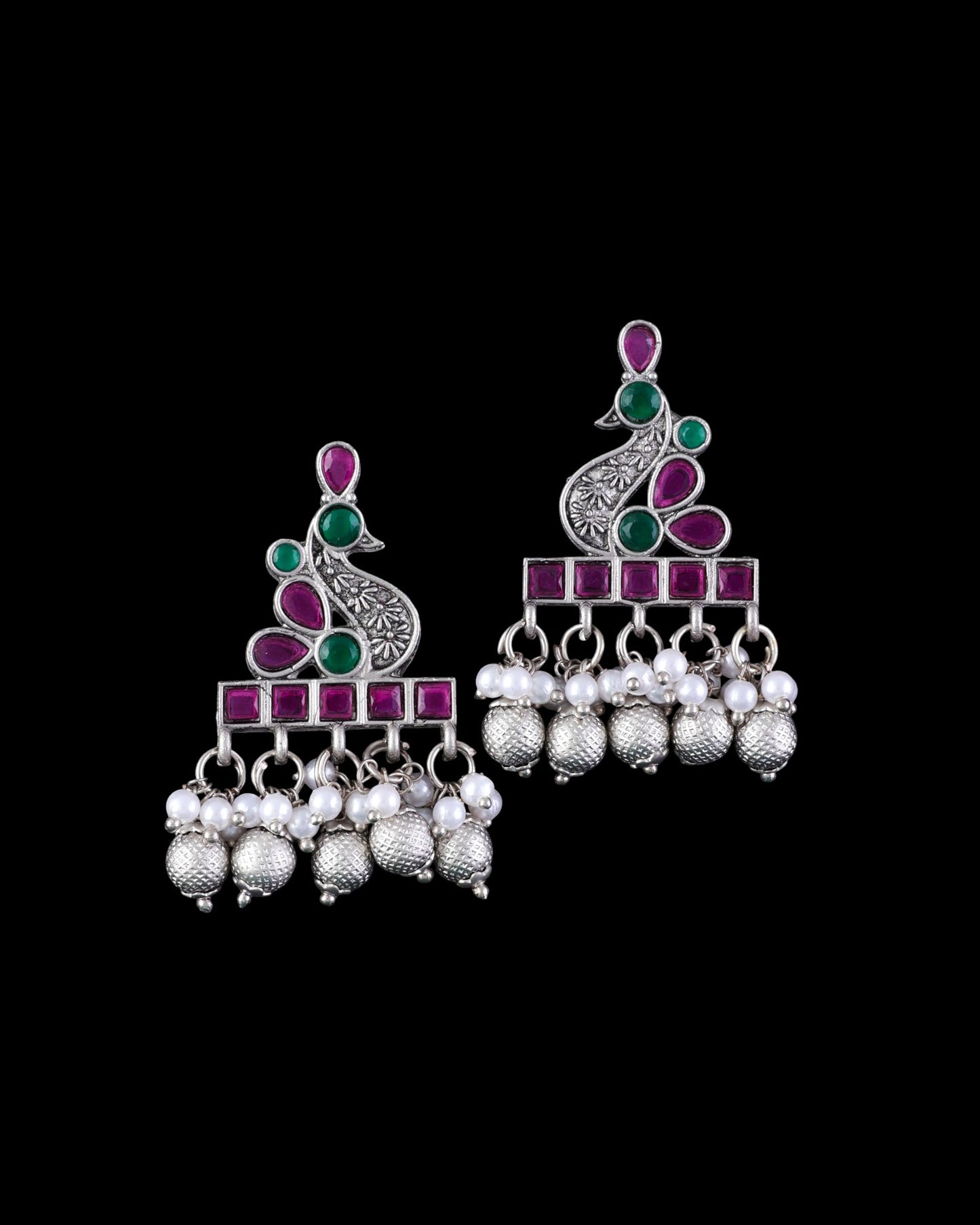 Soumya Silver Lookalike Peacock Earring