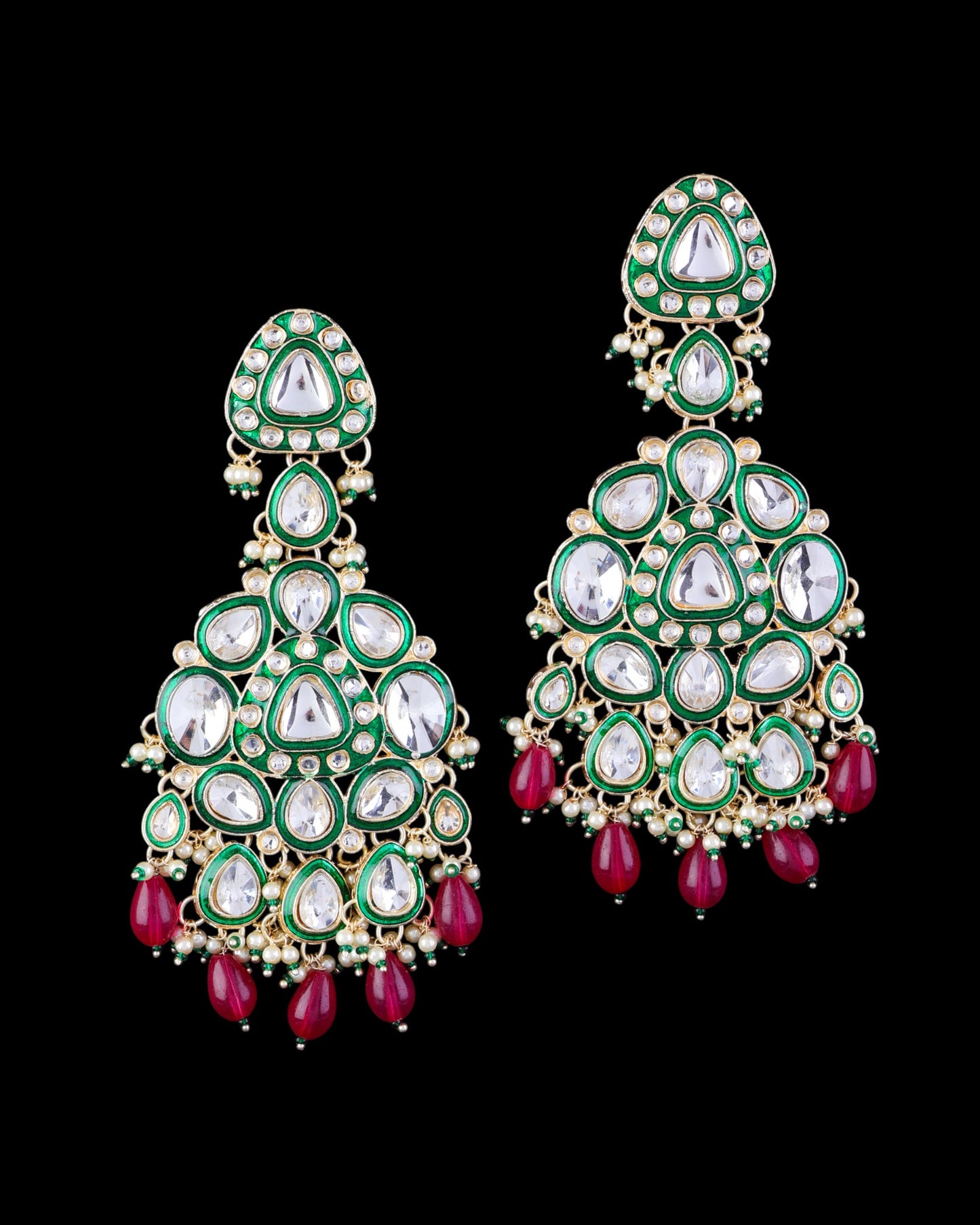 Maroon Idhaya Designer Meenakari Chandbali Earring