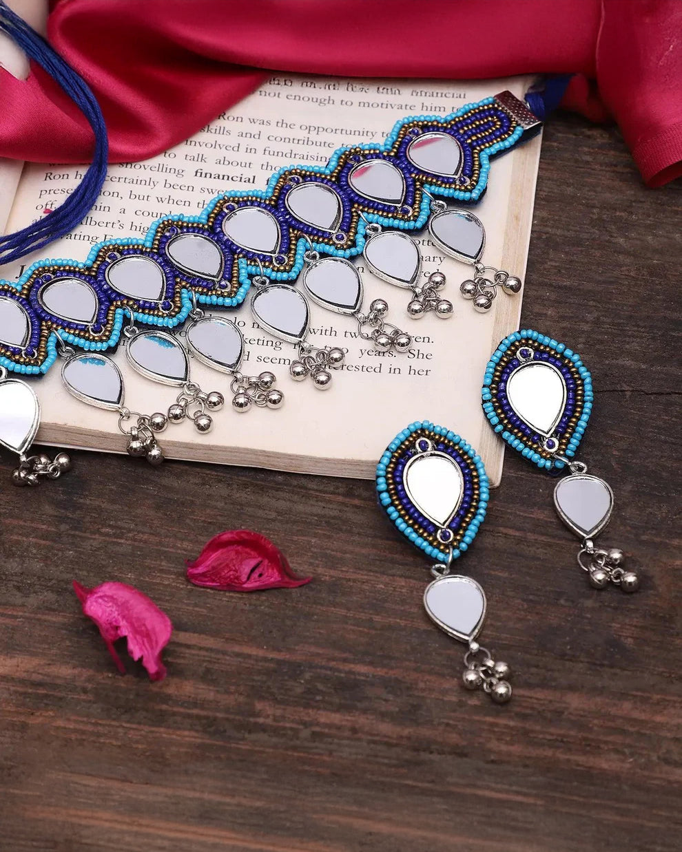 Blue Jessa Boho Mirror Set