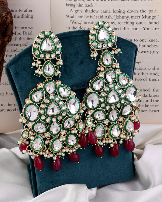 Maroon Idhaya Designer Meenakari Chandbali Earring