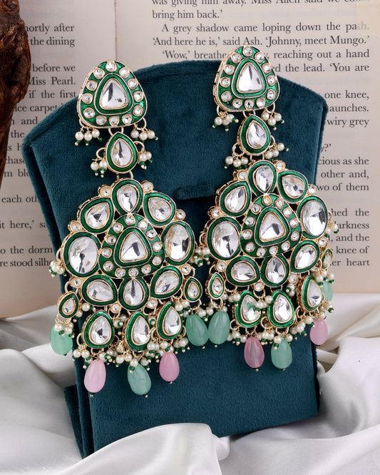 Pastel Idhaya Designer Meenakari Chandbali Earring