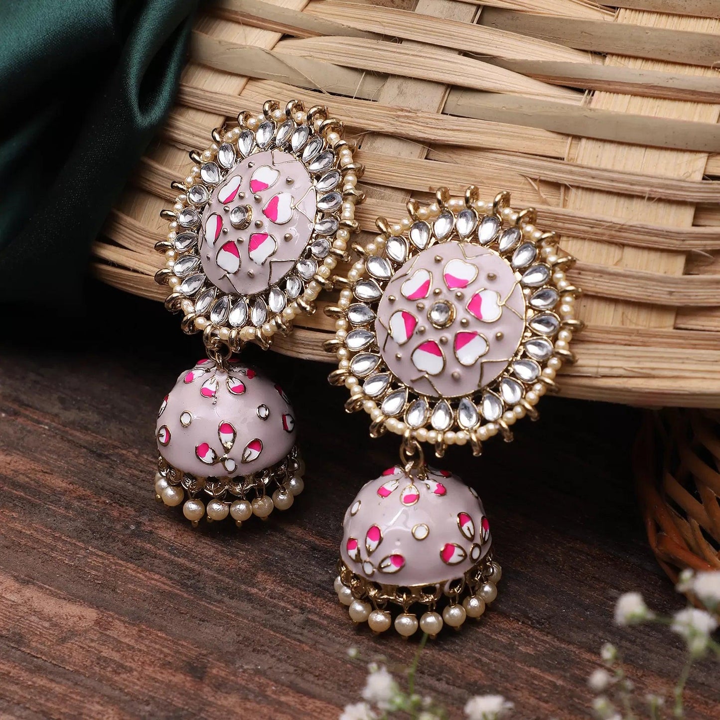 Rose pink Anvesha Jhumka