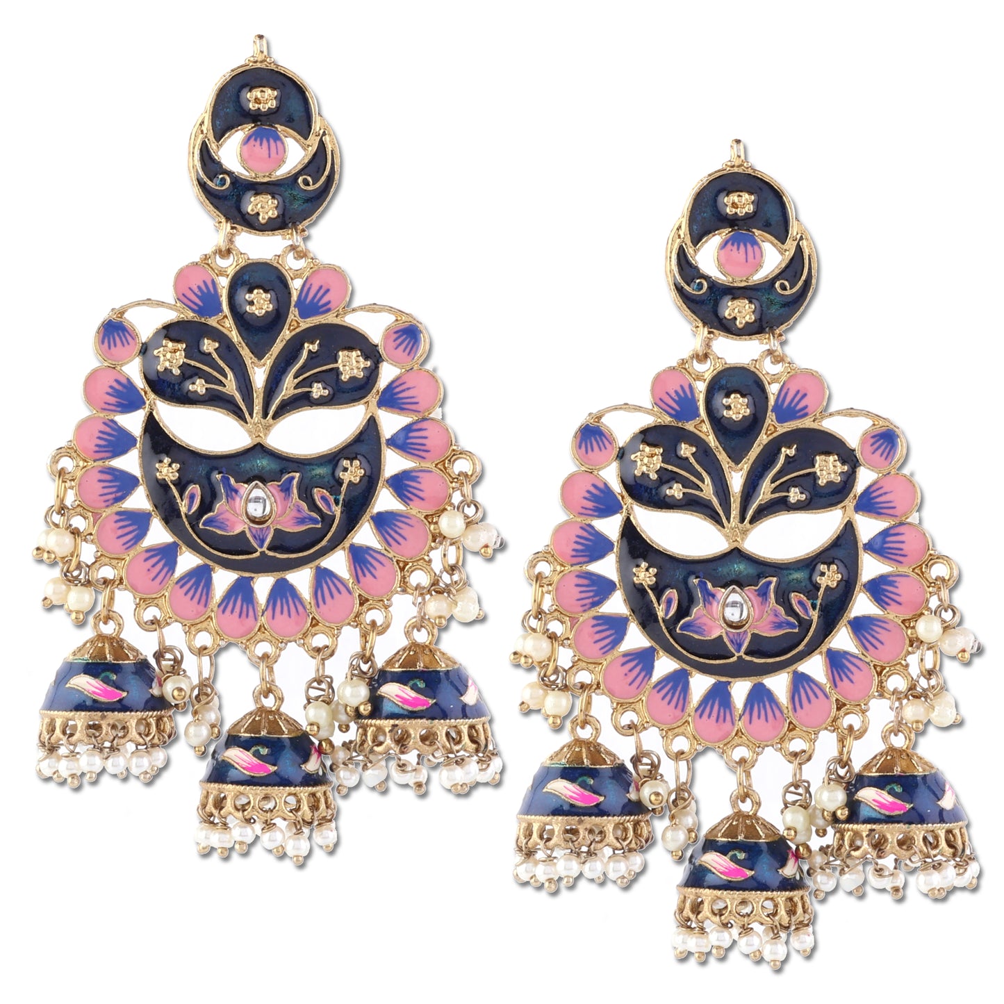 Blue Charvi Meenakari Jhumka