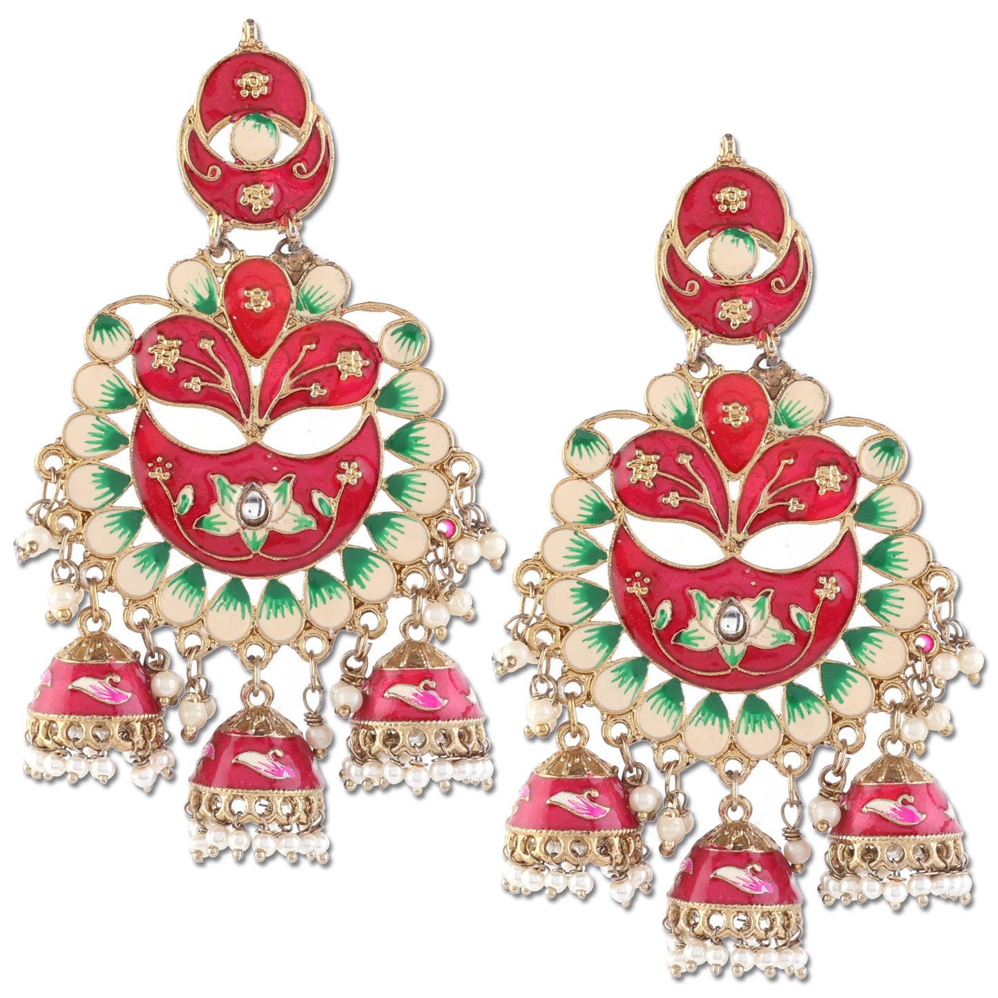 Pink Charvi Meenakari Jhumka