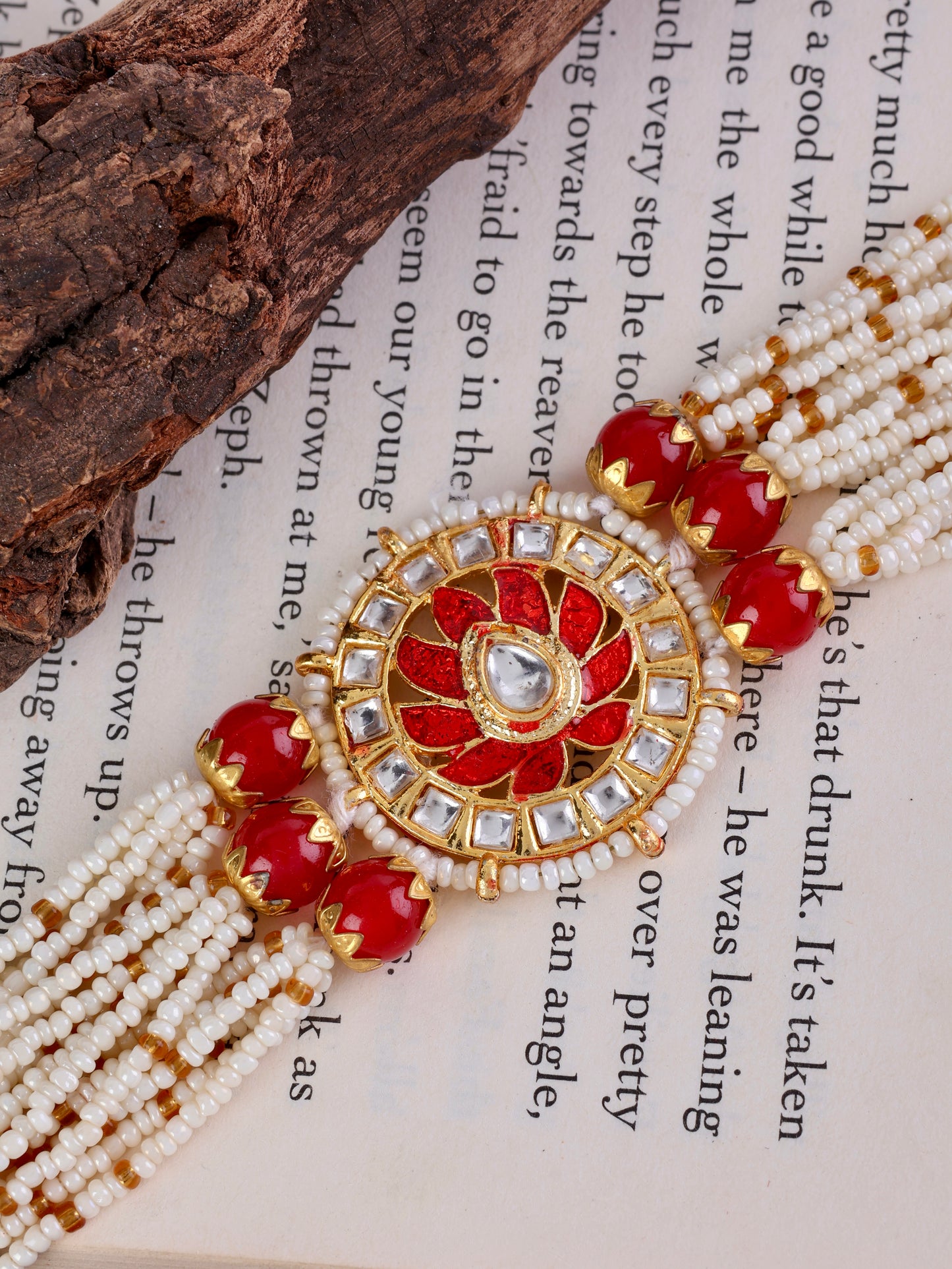 Red Kavita Pearl Meena Bracelet
