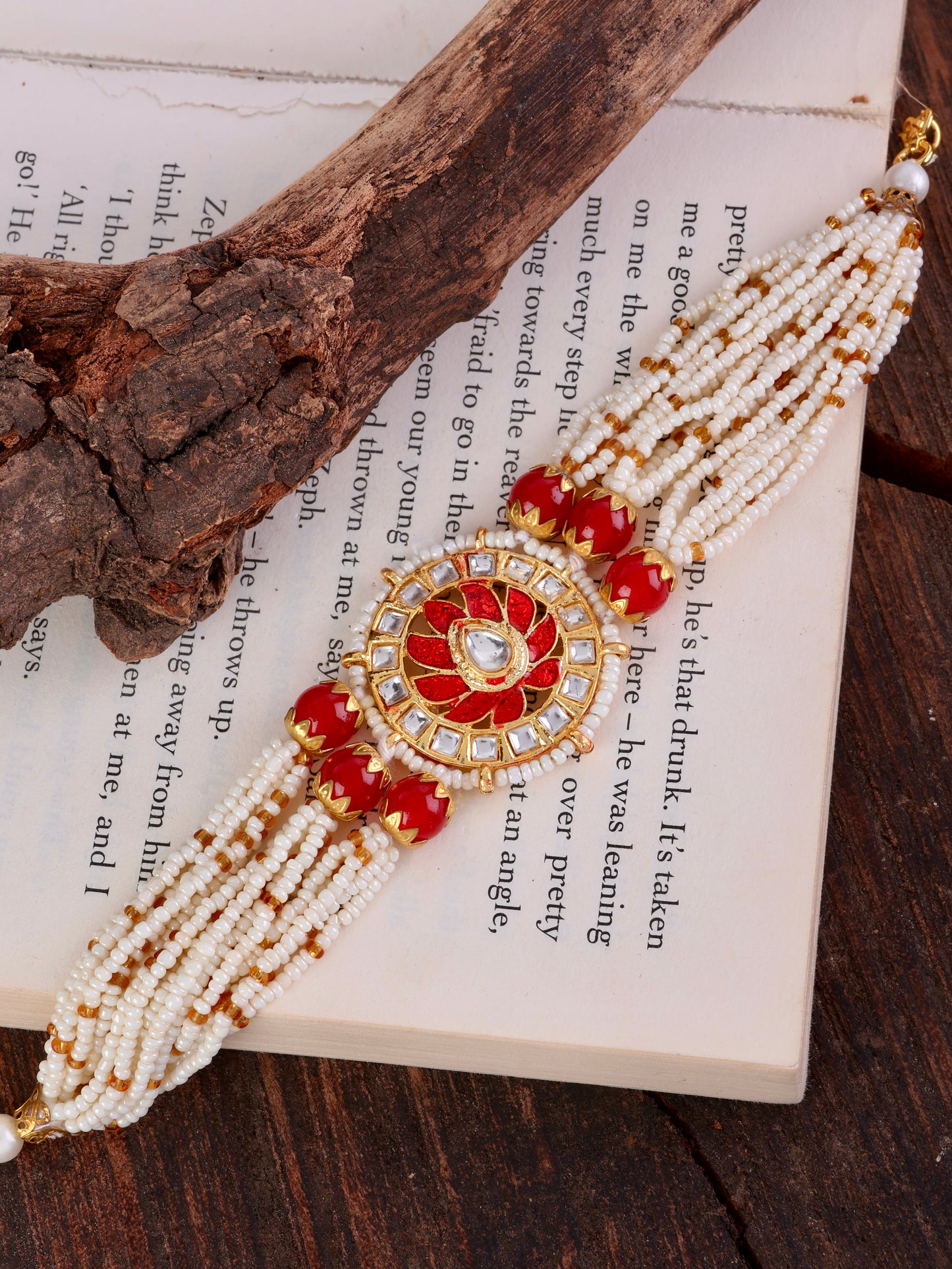 Red Kavita Pearl Meena Bracelet