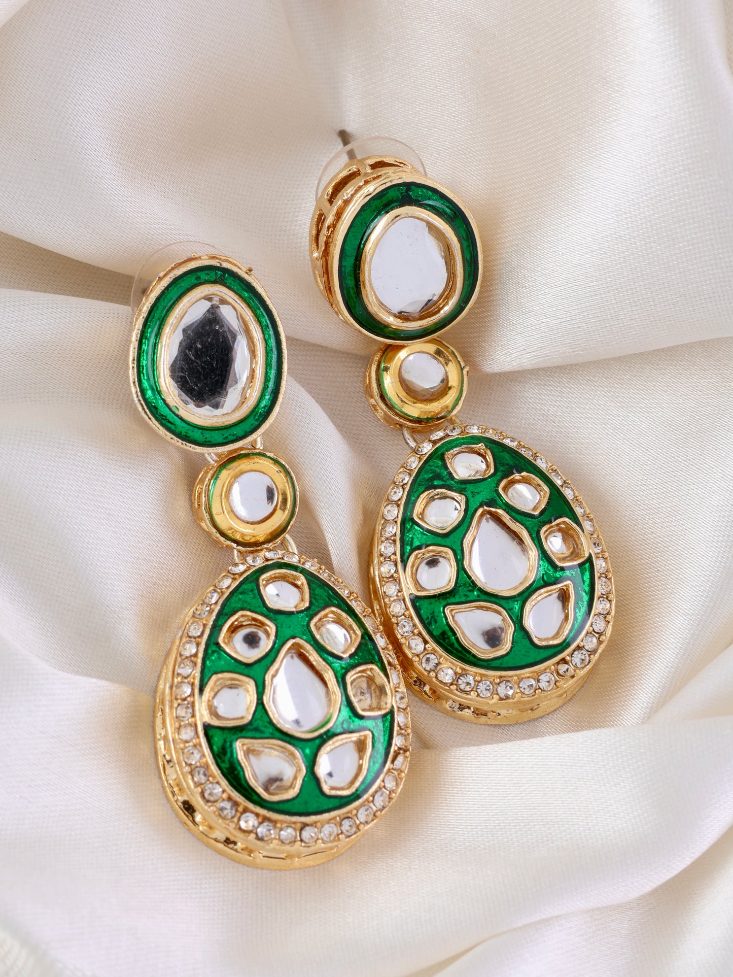 Green Kuvar Meenakari Earring