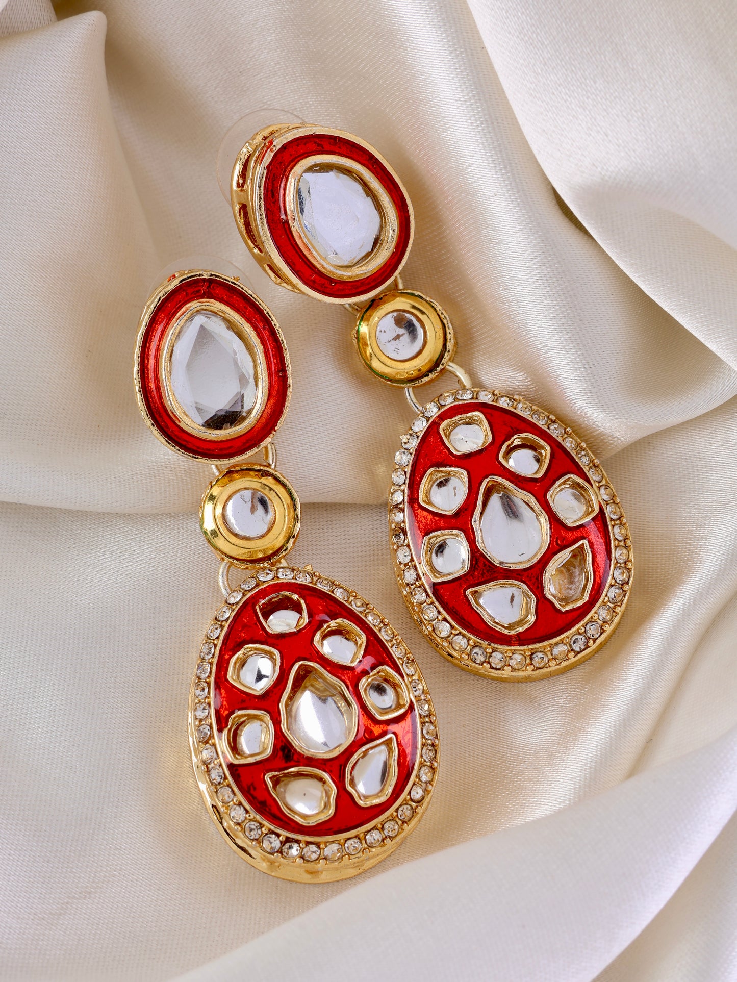 Red Kuvar Meenakari Earring