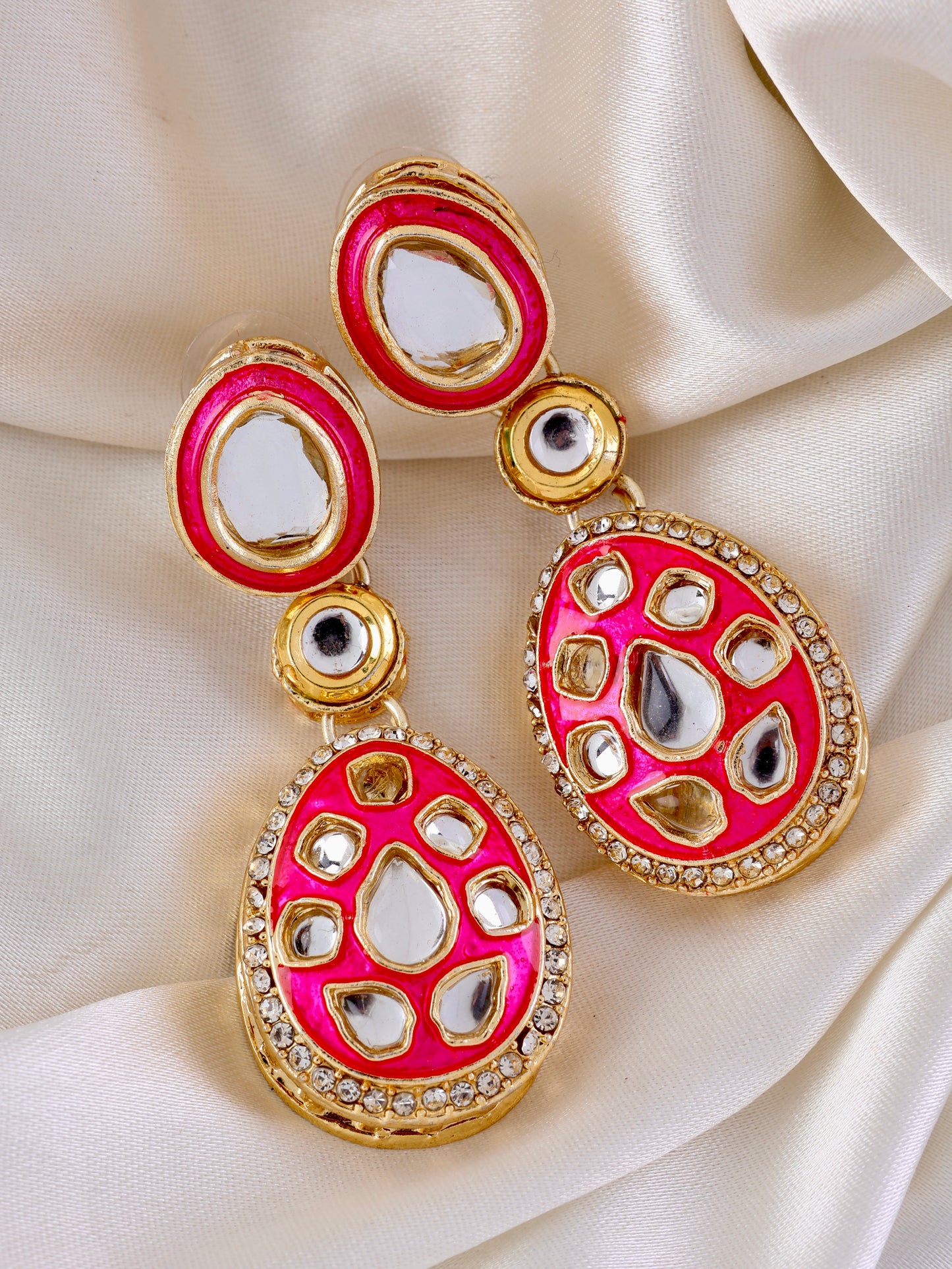 Pink Kuvar Meenakari Earring