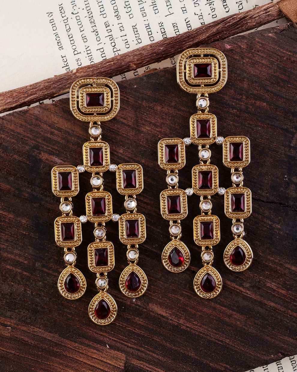 Wine Anshita Gold Designer Earring
