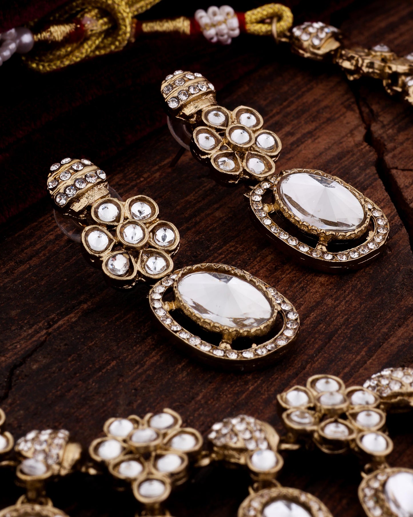 Gold Baani Indo Western Necklace With Earrings