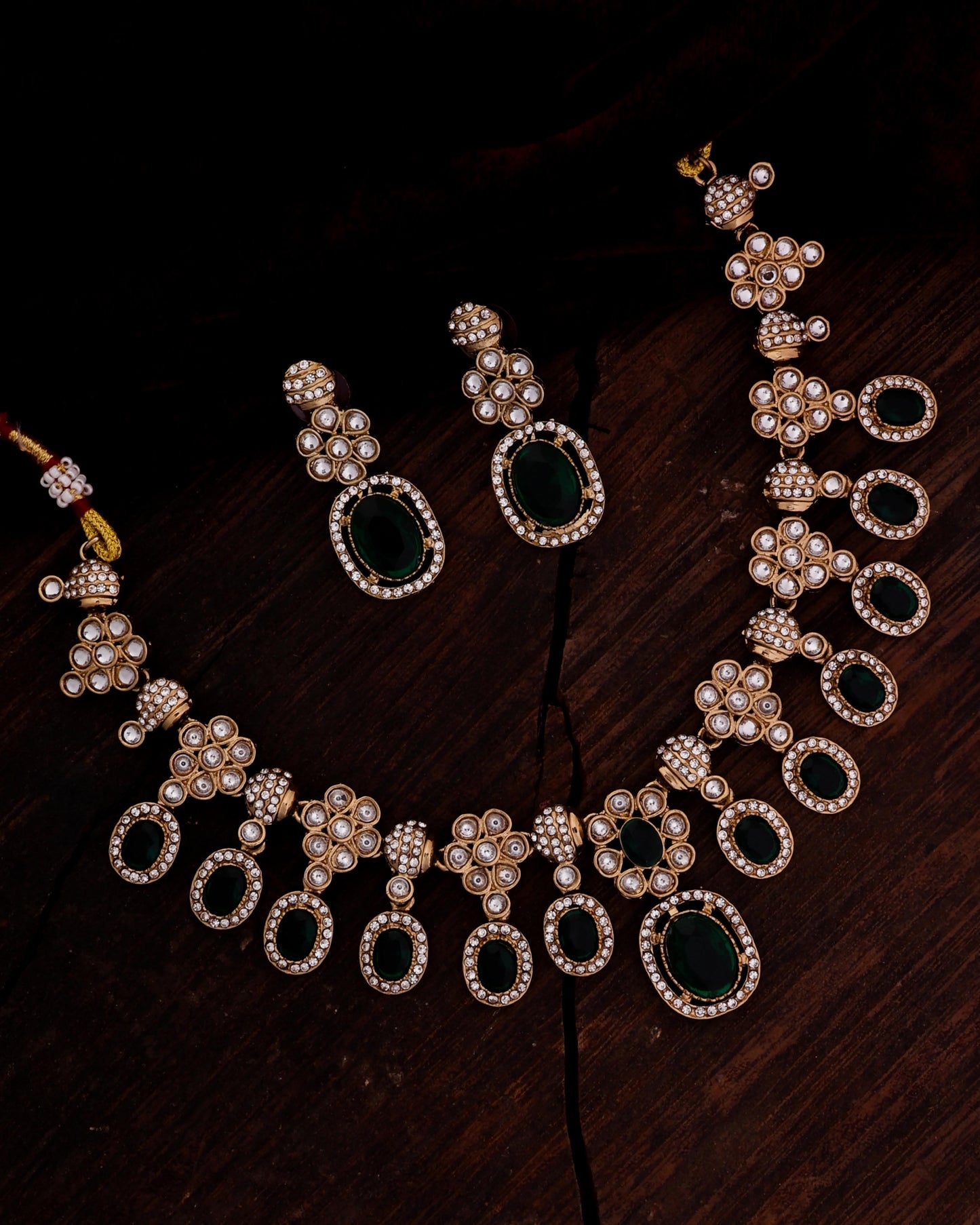 Emerald Baani Indo Western Necklace With Earrings