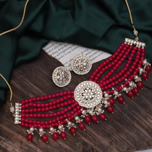 Pink Harmeet Choker Set