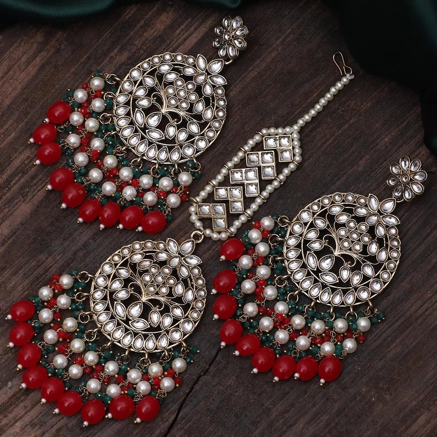 Red Sana Teeka Earring