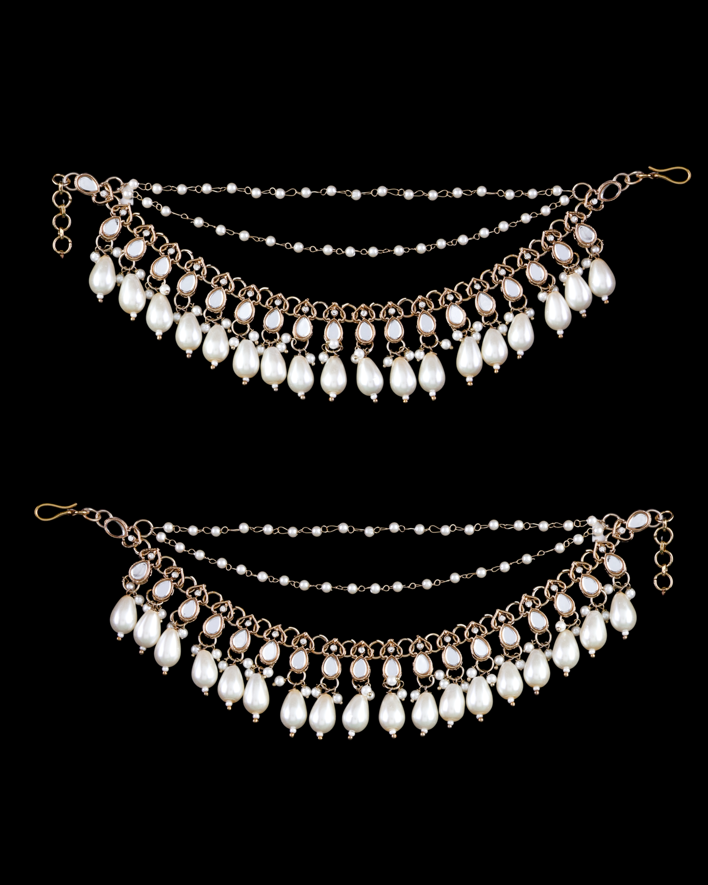 Ishara Bahubali Kundan Kaan Chain Pair