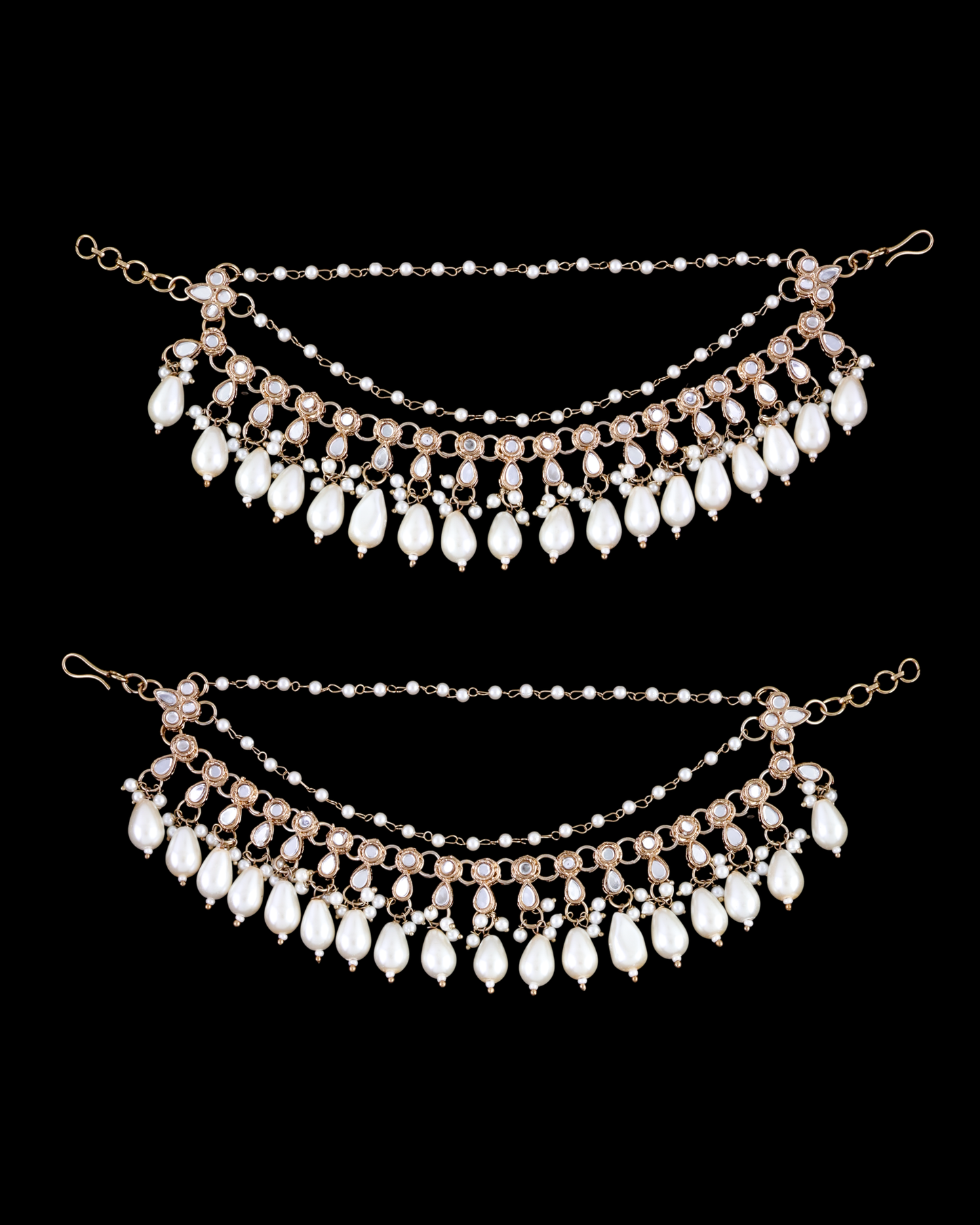 Rivika Bahubali Kundan Kaan Chain Pair