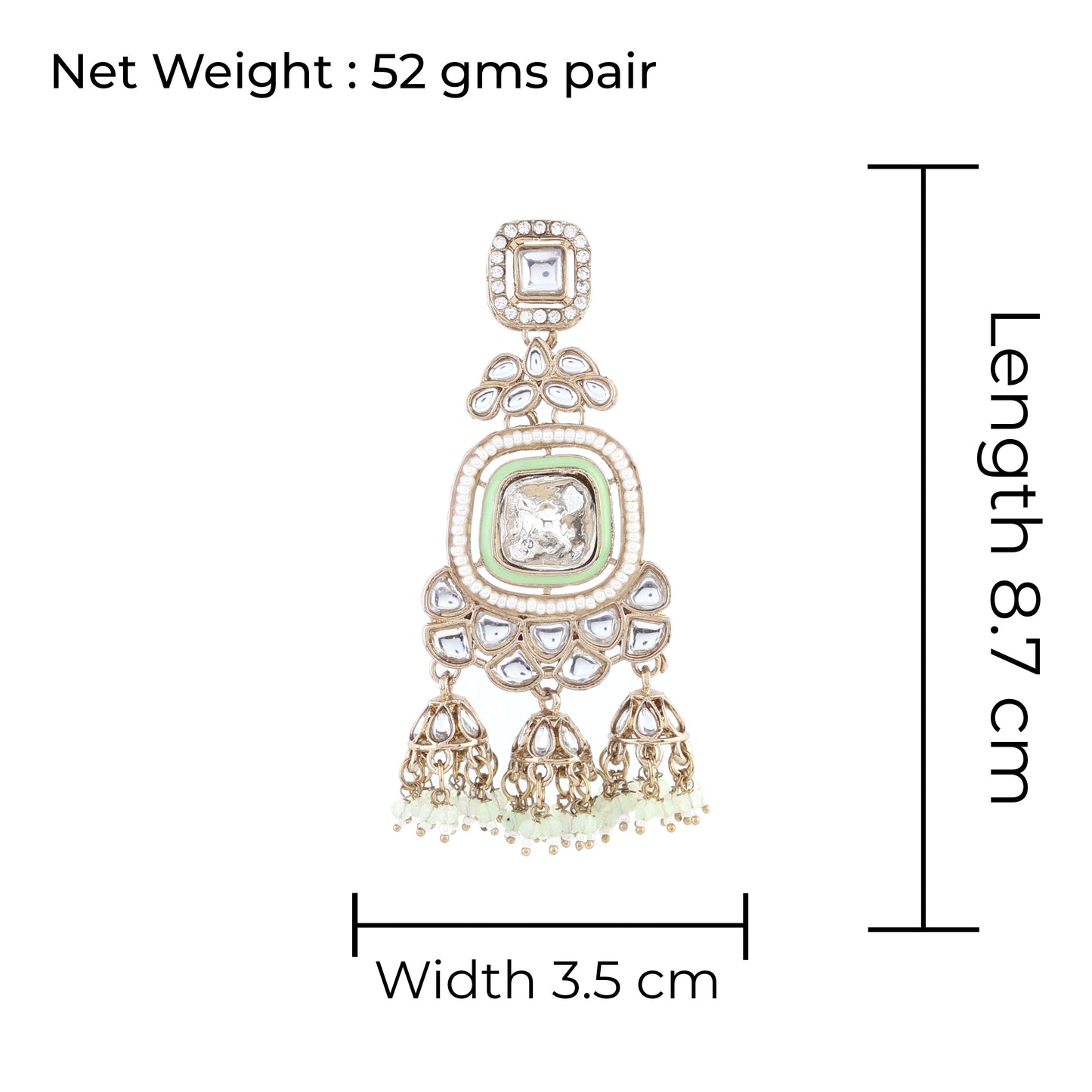 Mint Green Anay Designer Earring with Jhumki Detailing