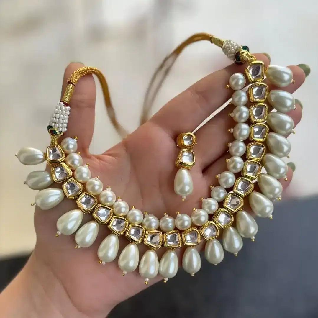 Pearl kundan choker discount