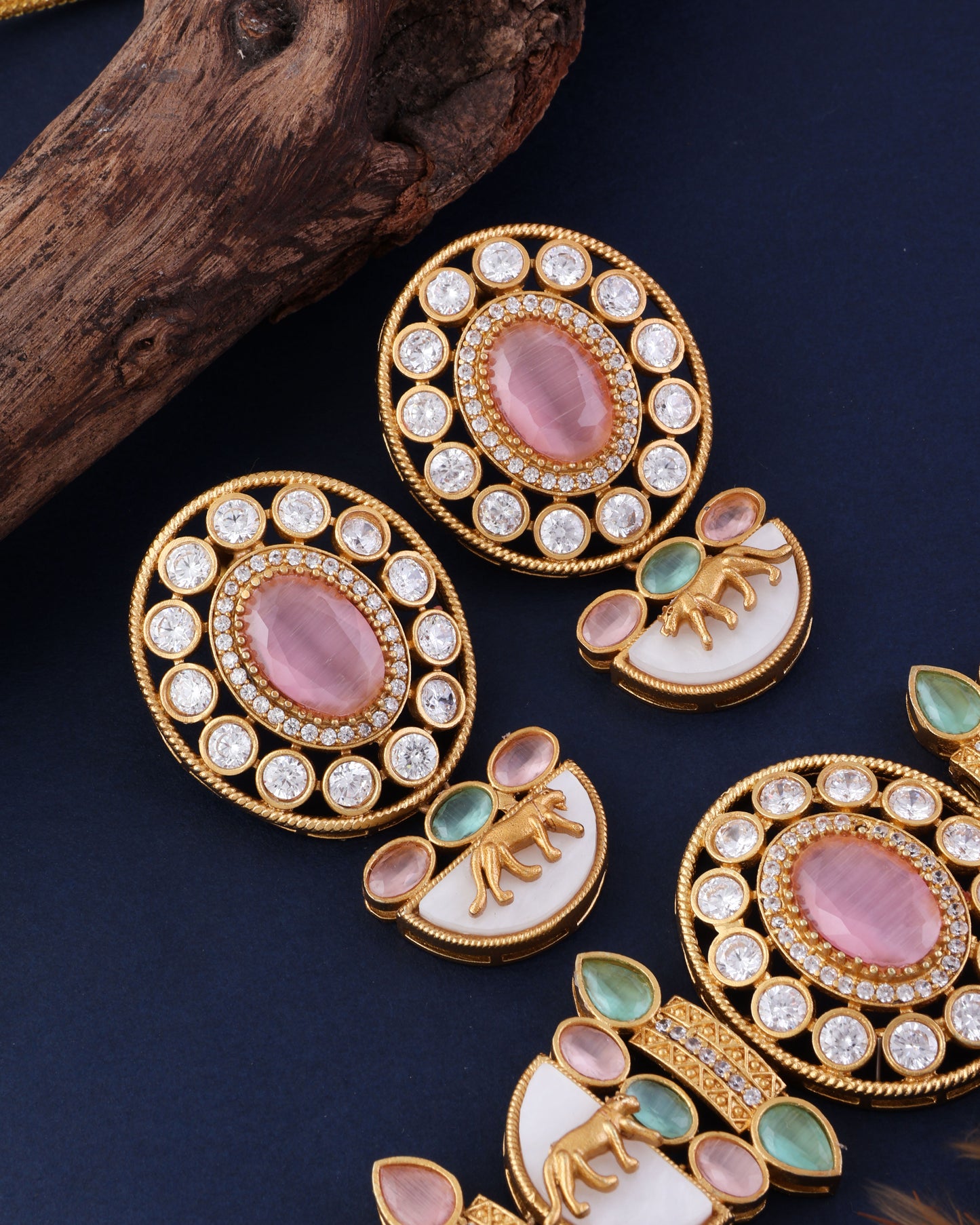 Pastel Aishani Premium Sabya Inspired Necklace with Earring