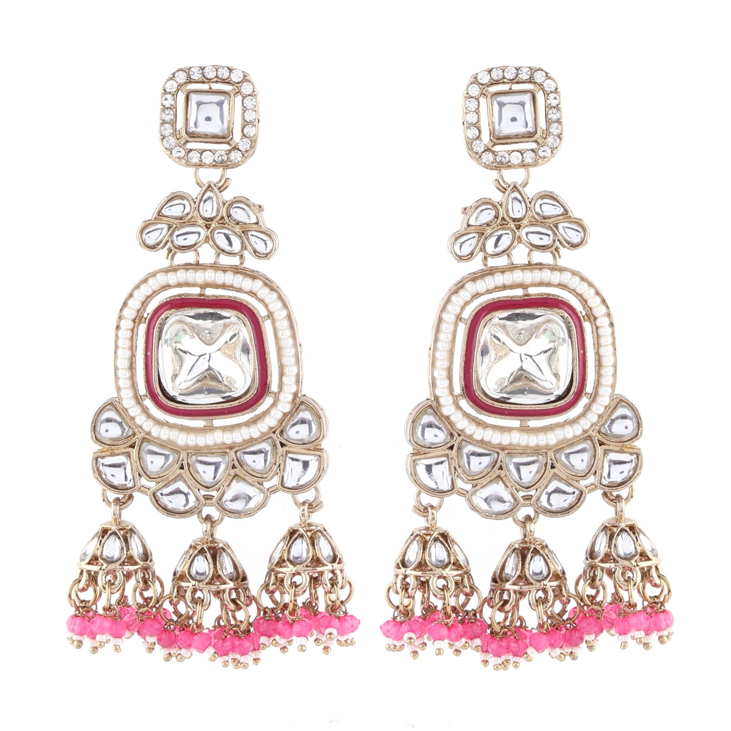 Pink Anay Designer Earring with Jhumki Detailing