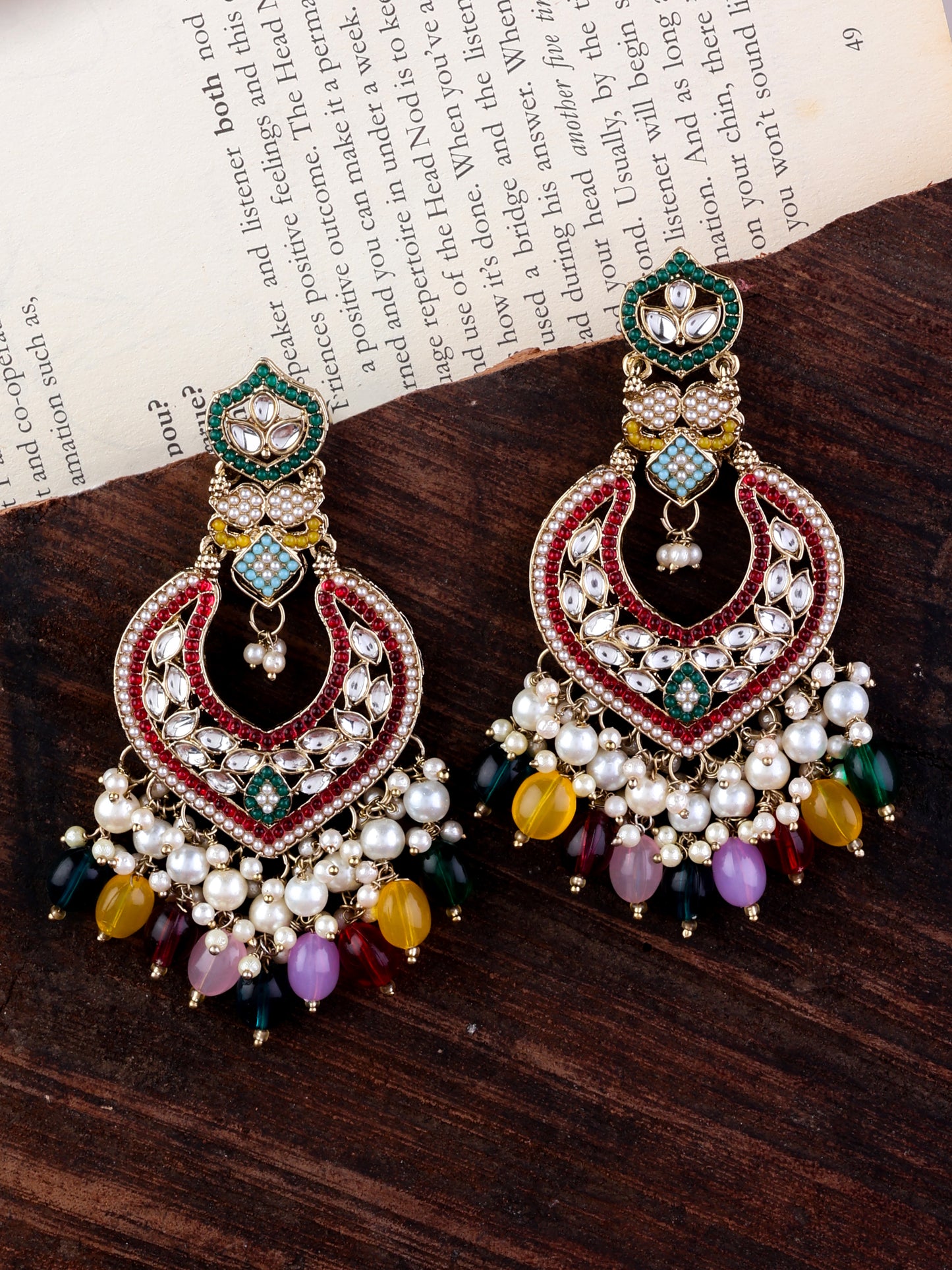 Multi Prachi Designer Jadau Pakistani Chandbali