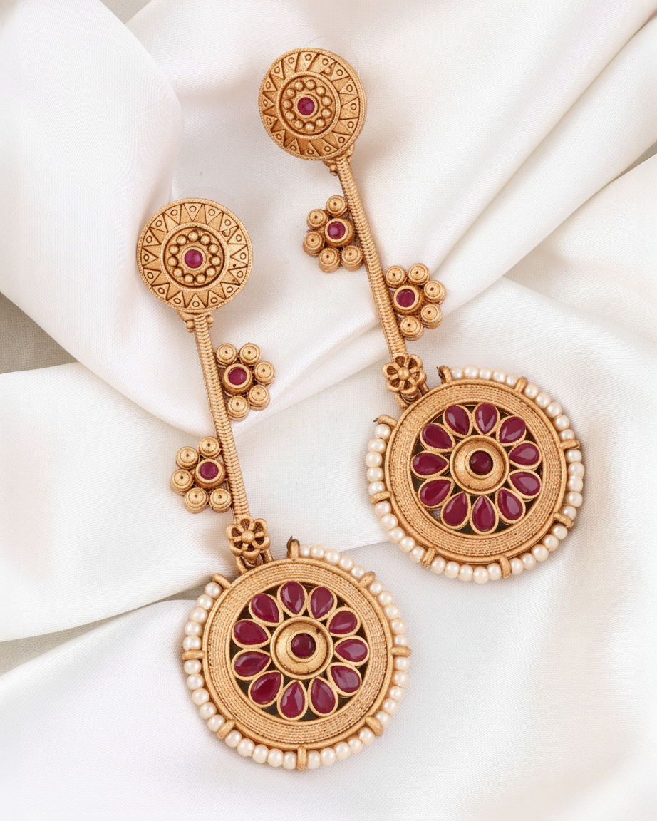 Ruby Rohan Designer Earring Brass Lookalike