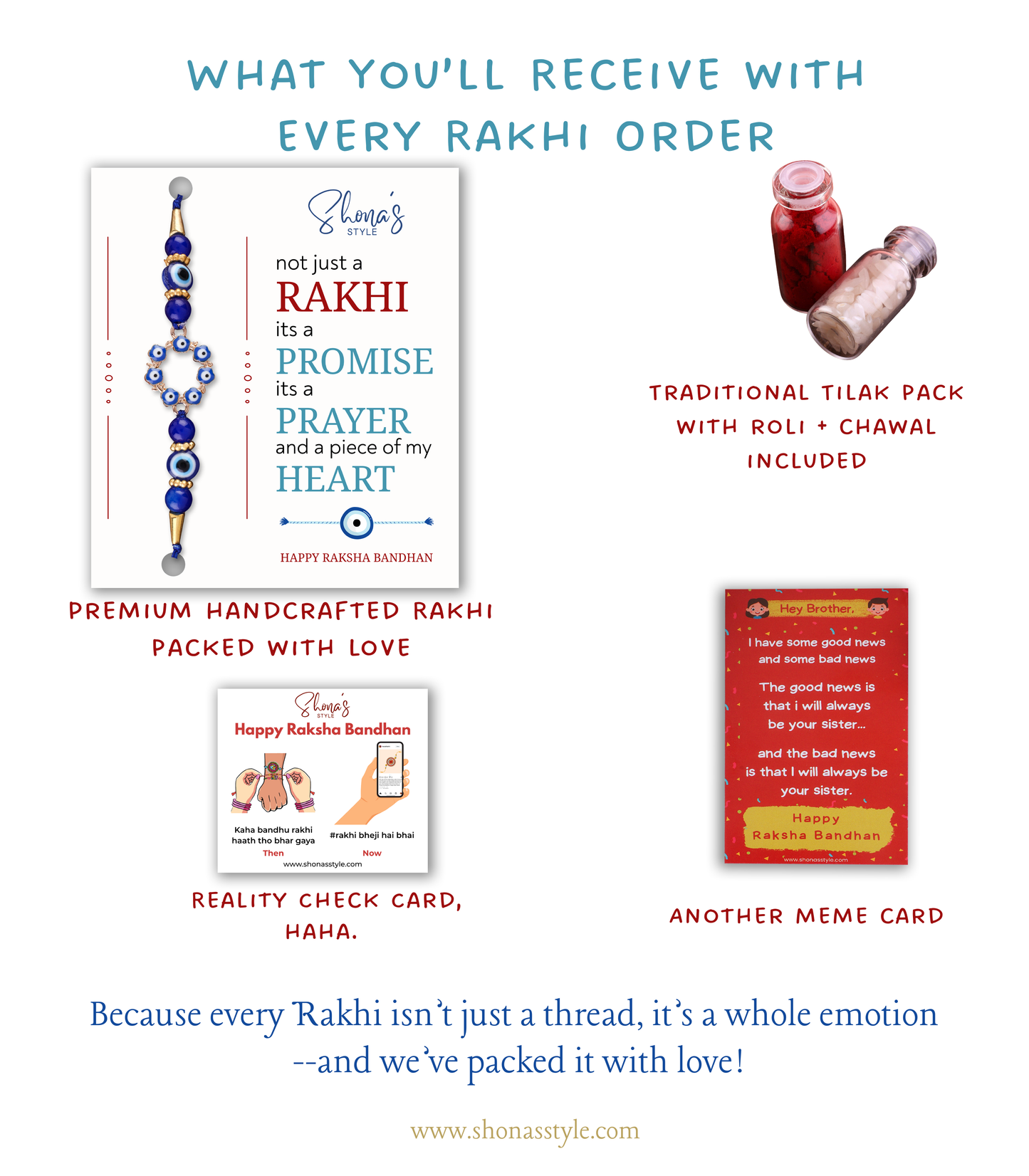 Blue Adrika Bhaiya Bhabhi Rakhi with Tilak Set and Card