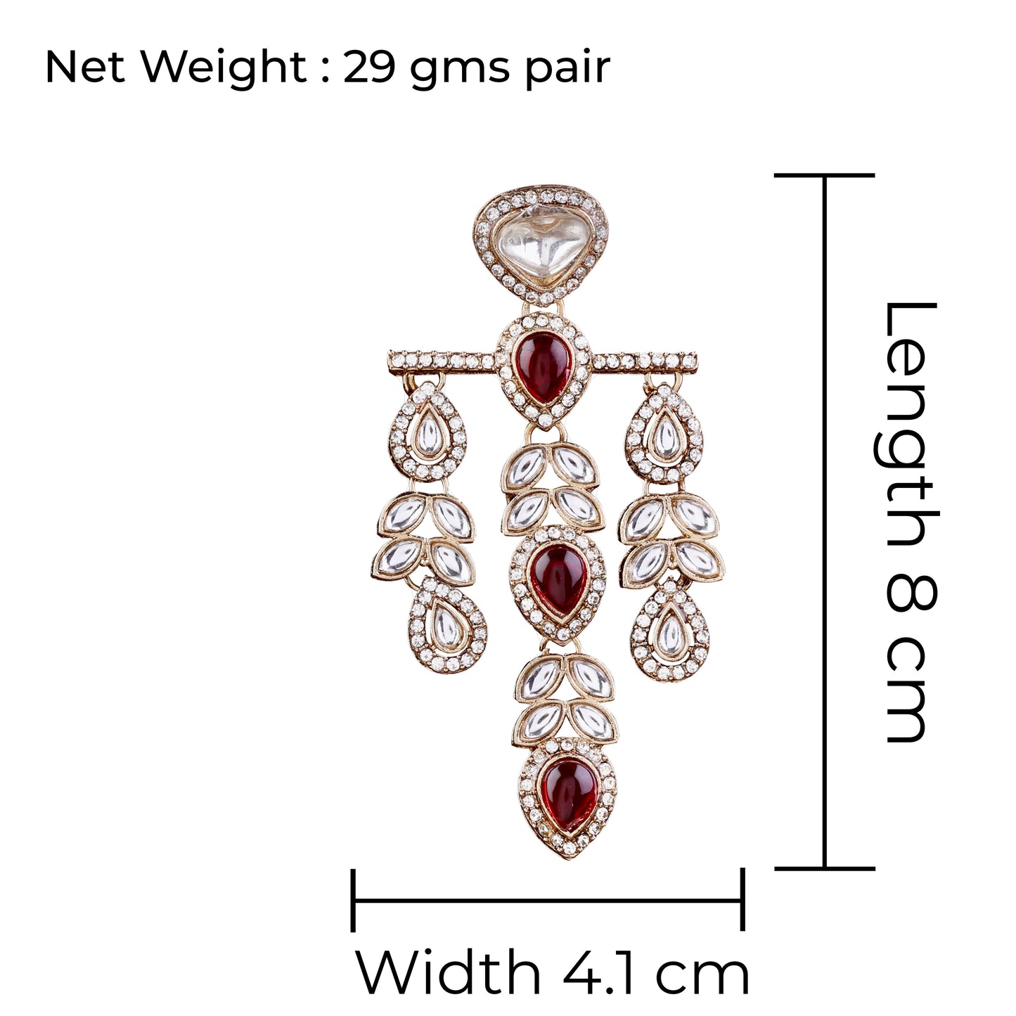 Red Japneet Premium Designer Zircone Earring