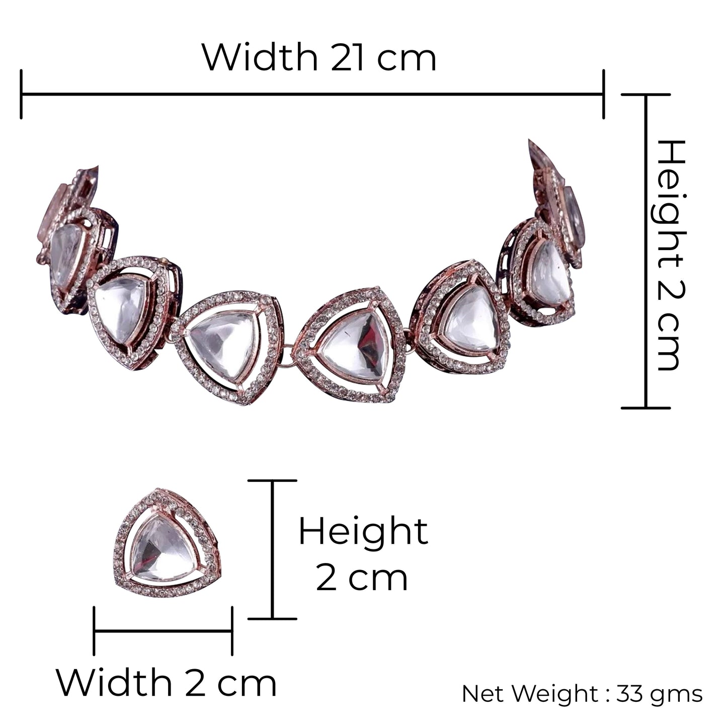 Rose Gold Kashvi Polki Dupe Choker Set