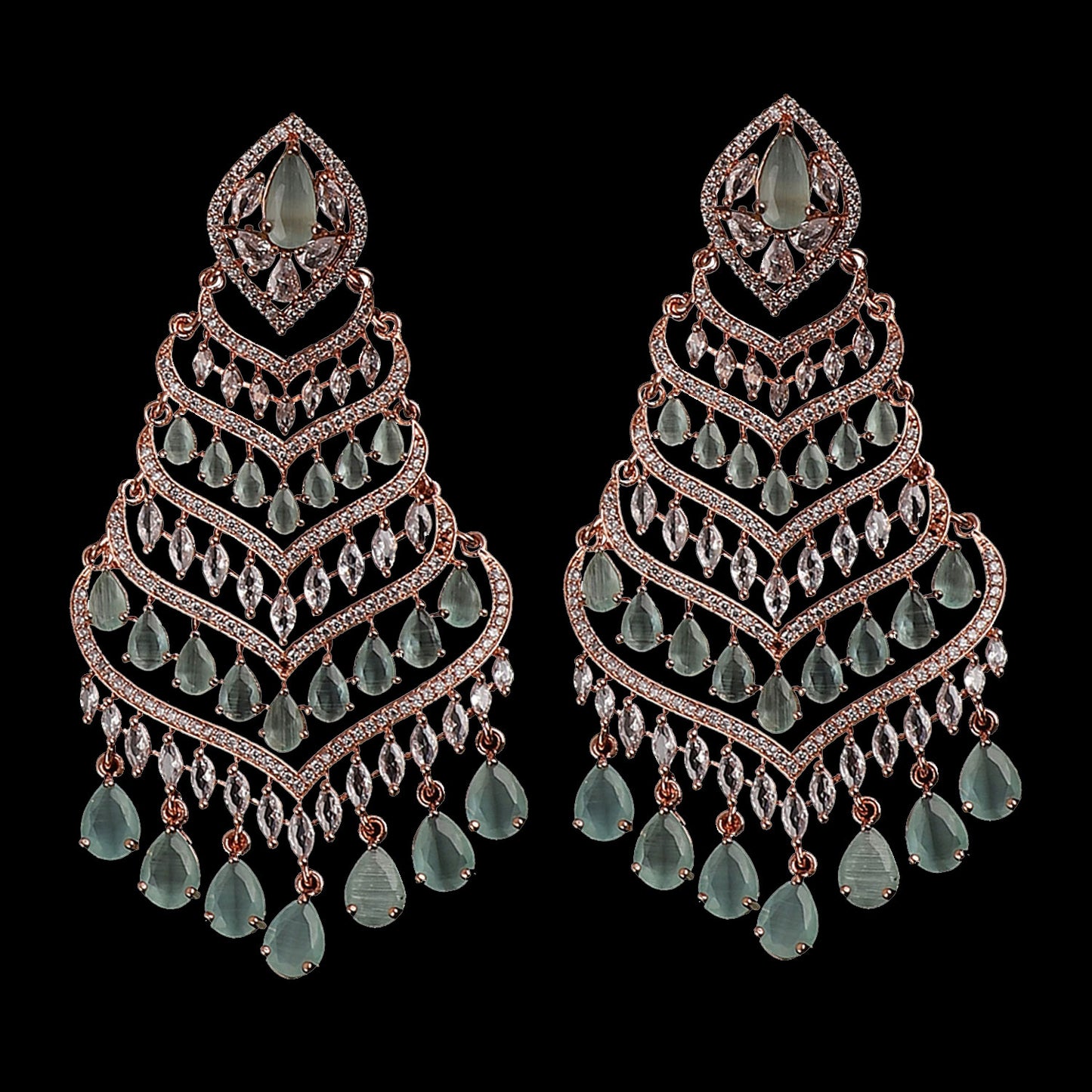 Rose with Mint Debora AD Chandbali