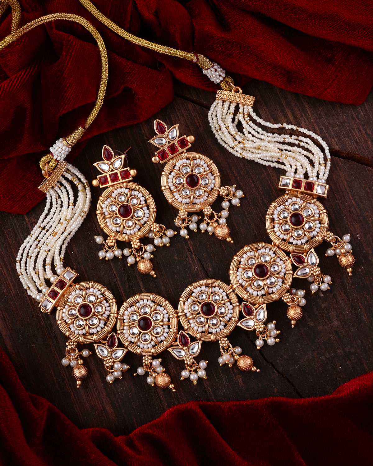 Ruby Shailja Rajwada Necklace Set with Earring