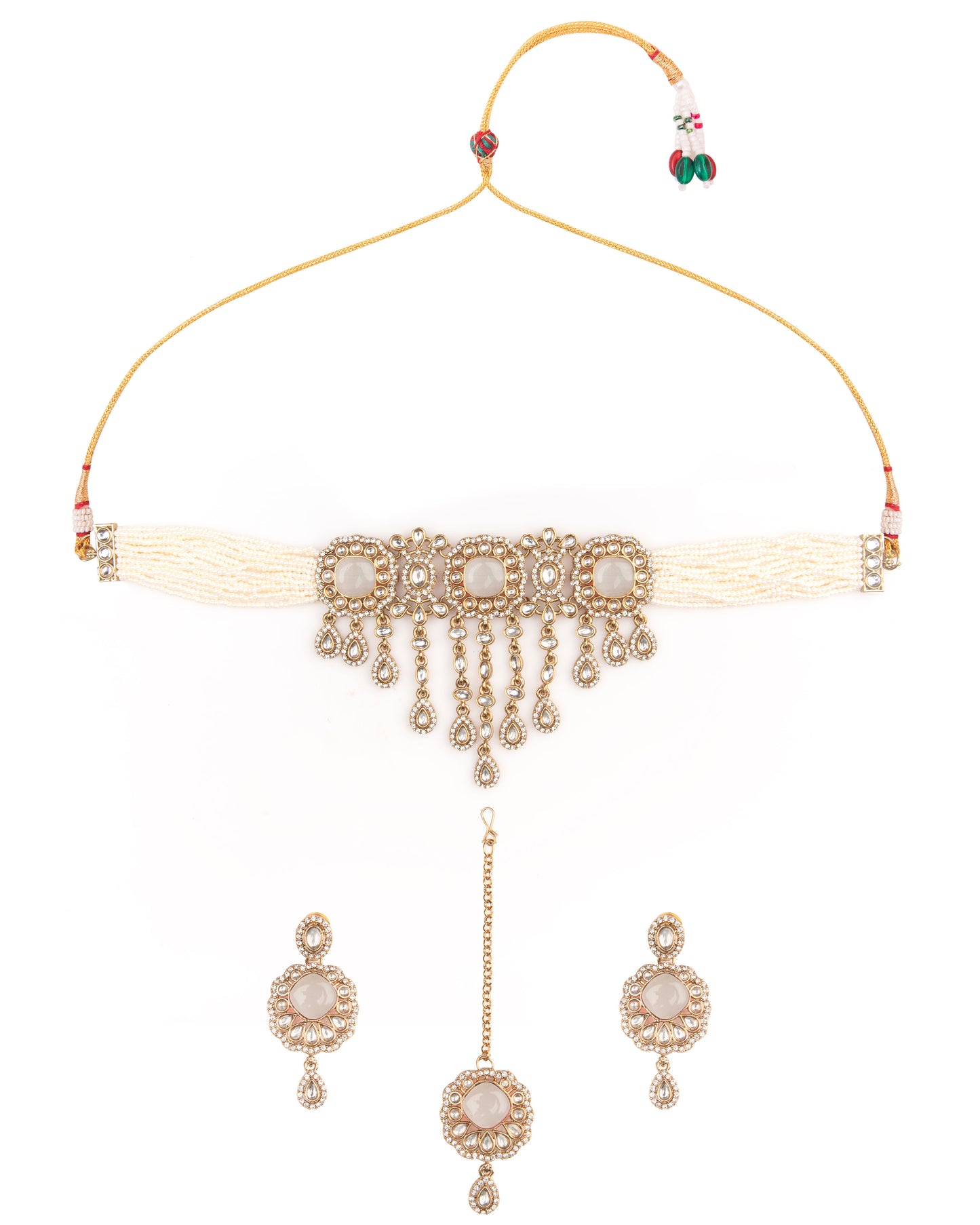 Ivory Meher Premium Necklace with Earring and Mangteeka
