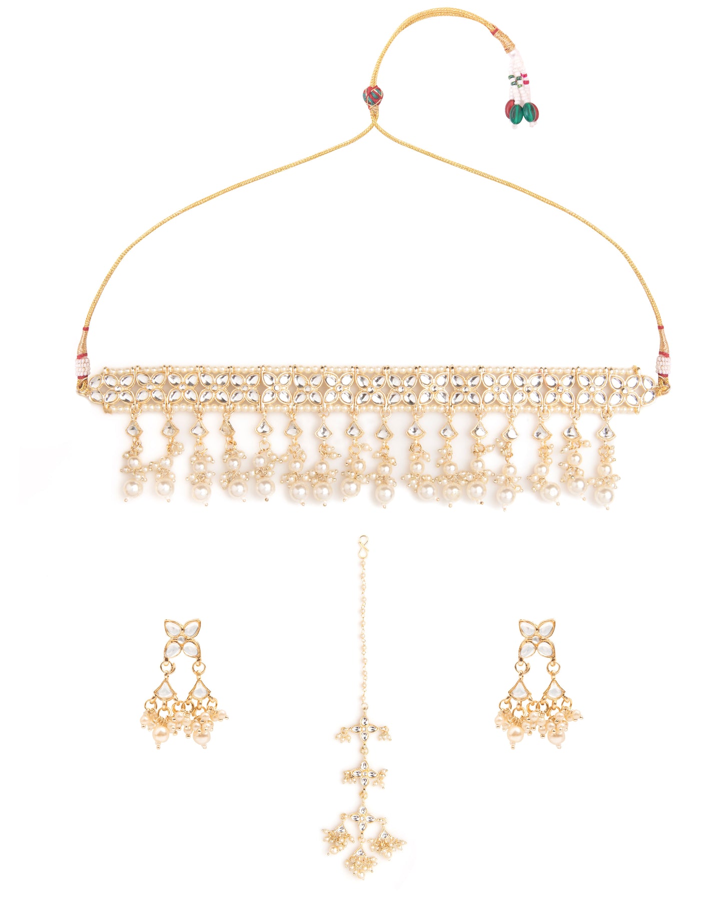 Sitara Kundan Choker Necklace Set with Earring and Teeka